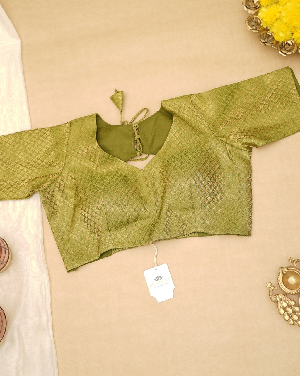 GREEN BANARASI BROCADE BLOUSE