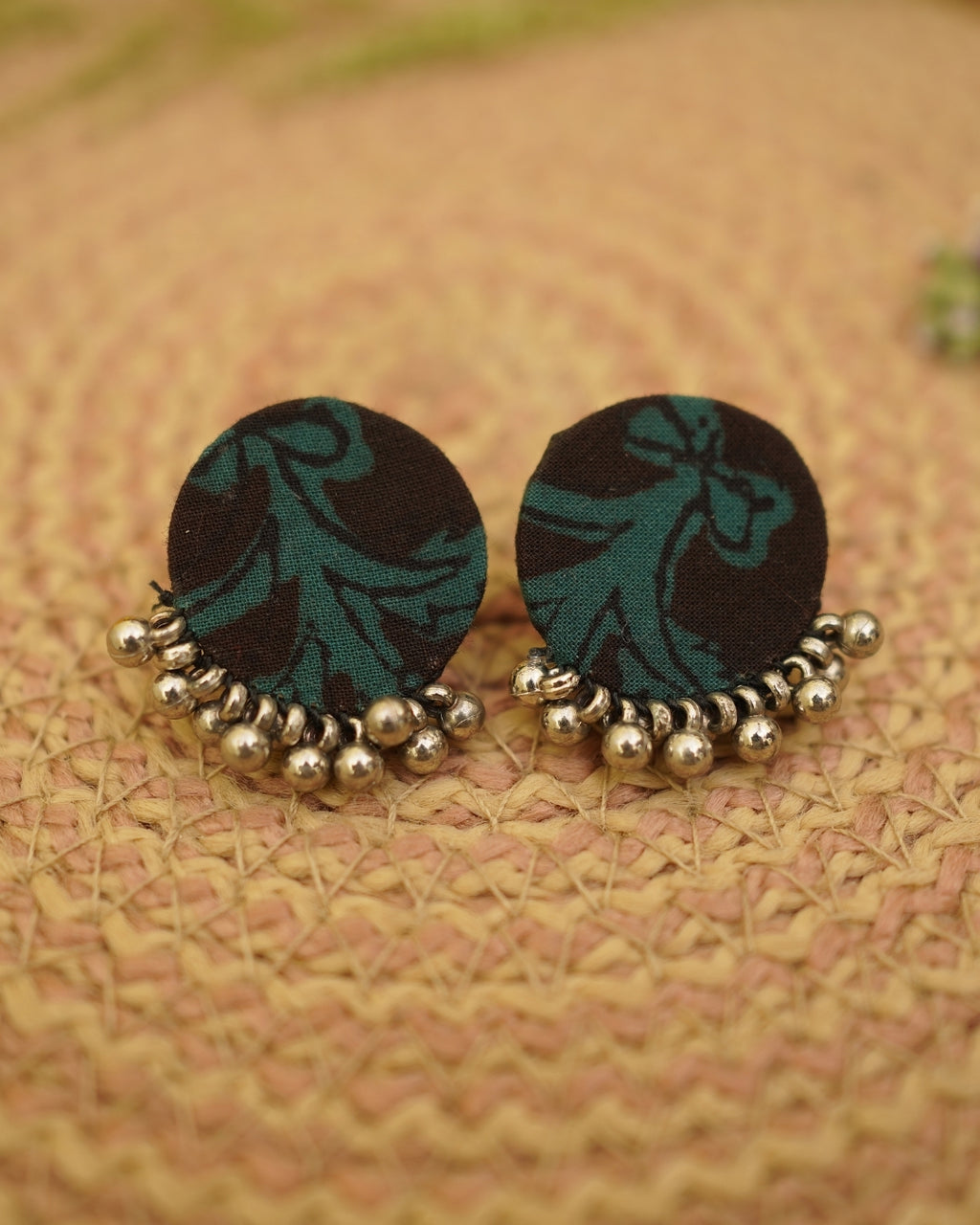 BLACK GREEN BAGH PRINT EARRING