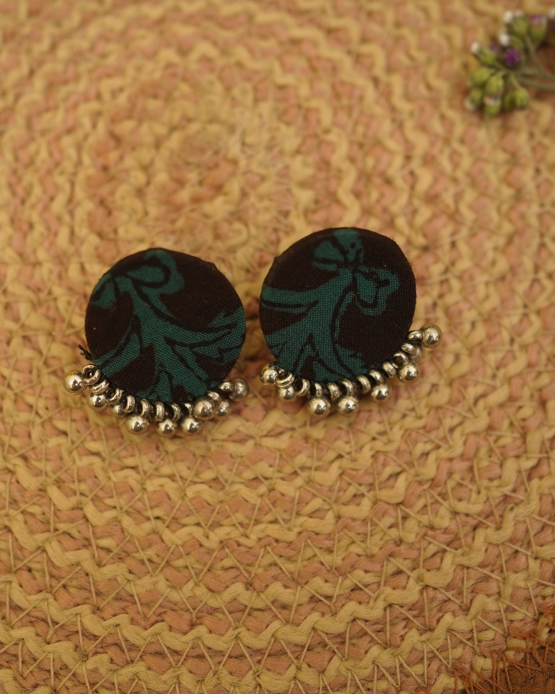BLACK GREEN BAGH PRINT EARRING