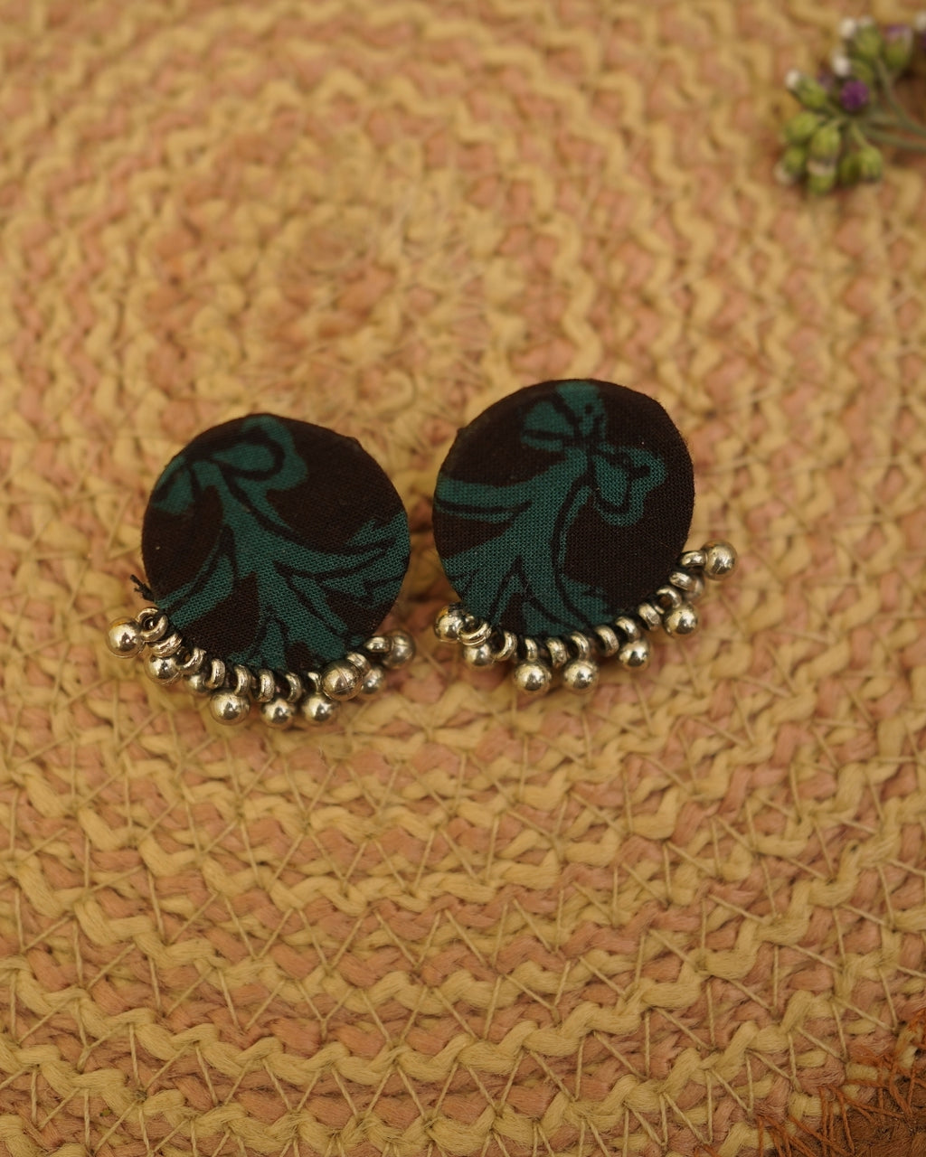 BLACK GREEN BAGH PRINT EARRING