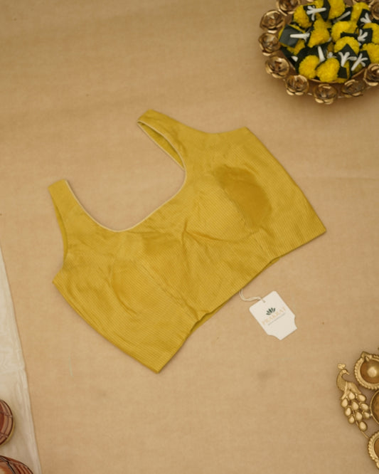 YELLOW TISSUE SILK STRIPE MAHESHWARI BLOUSE