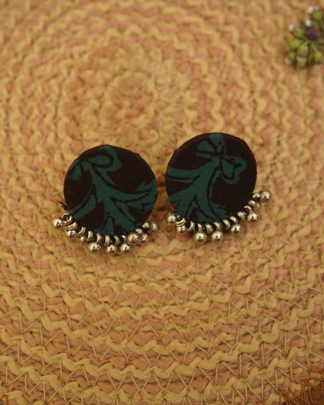 BLACK GREEN BAGH PRINT EARRING