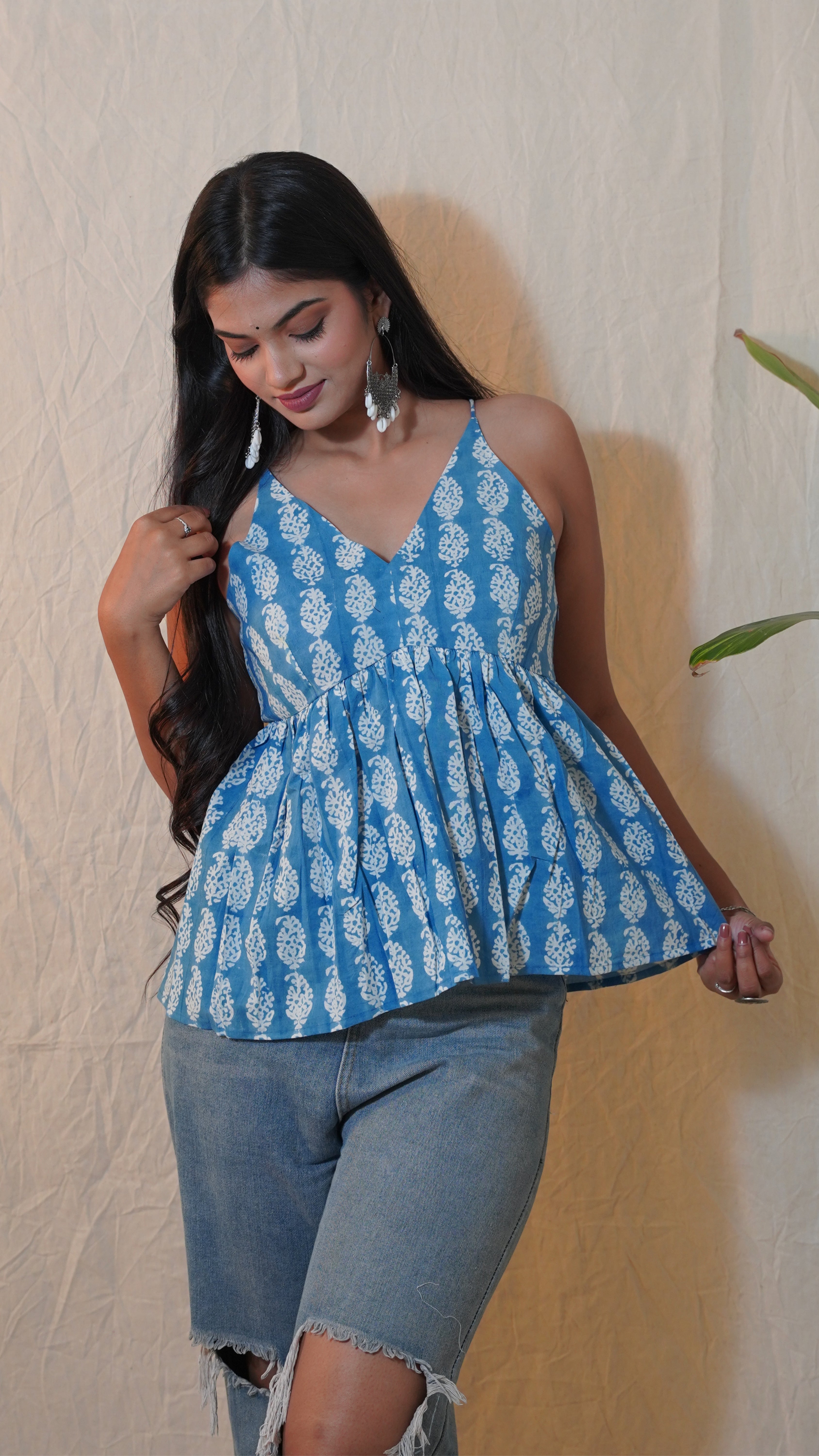 BLUE  INDIGO PAISLEY BAGH PRINT BRALETTE