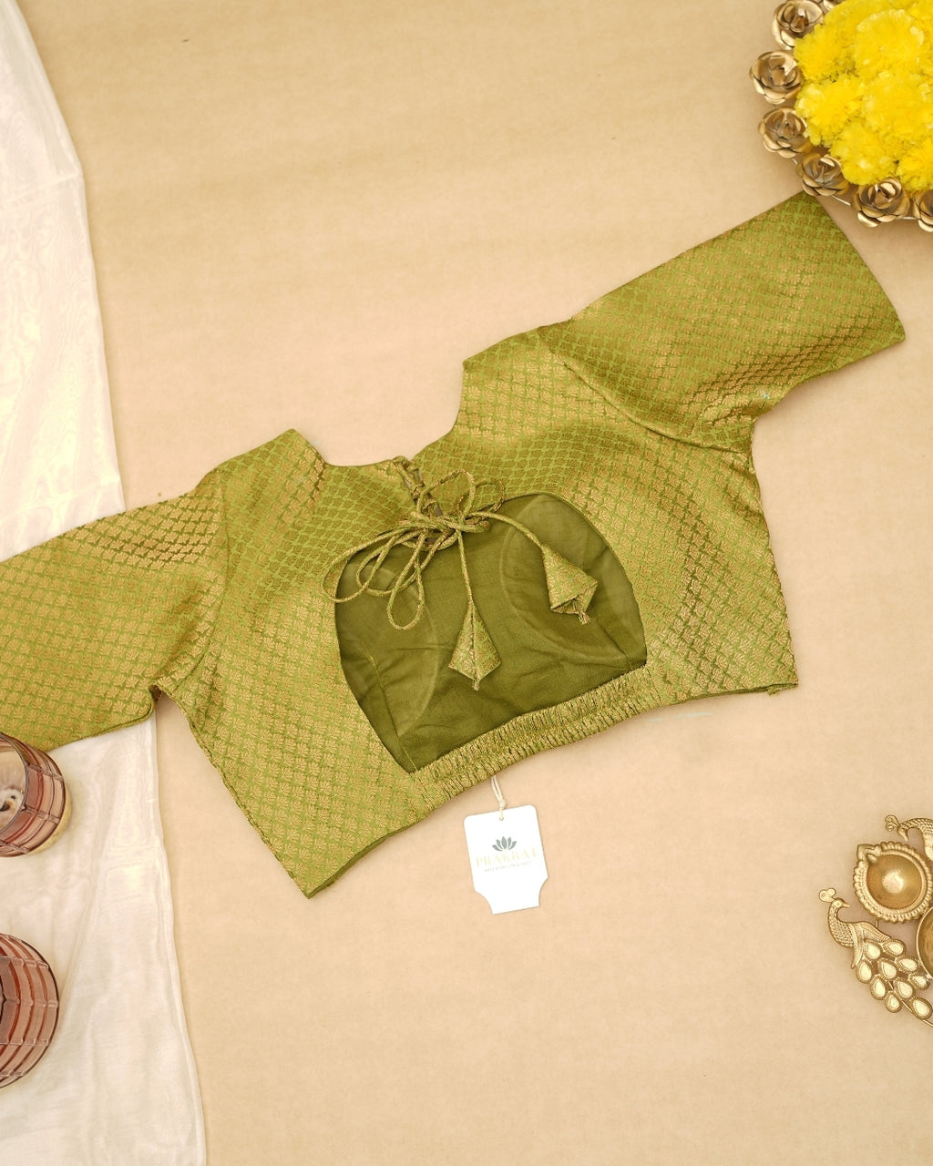 GREEN BANARASI BROCADE BLOUSE