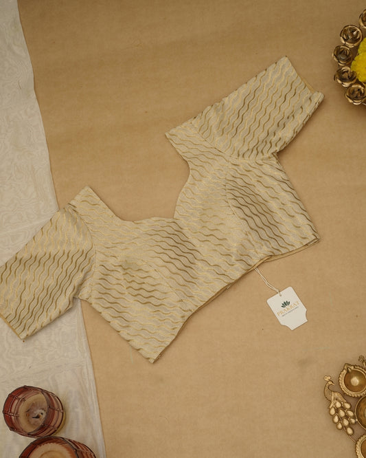 WHITE GOLDEN ZARI  BLOUSE