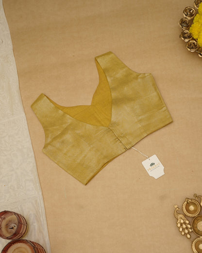 YELLOW GOLDEN ZARI BLOUSE (SWEETHEART NECK)