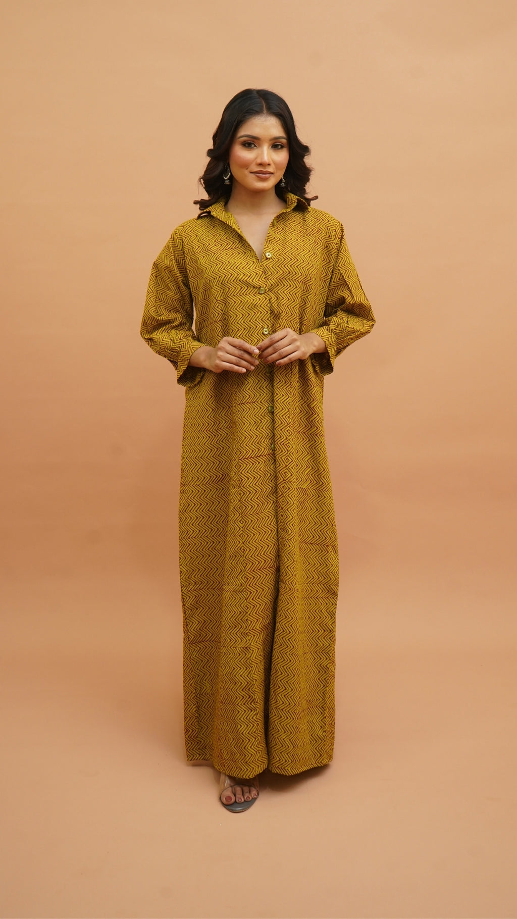 GREEN MEROON BAGH PRINT DRESS