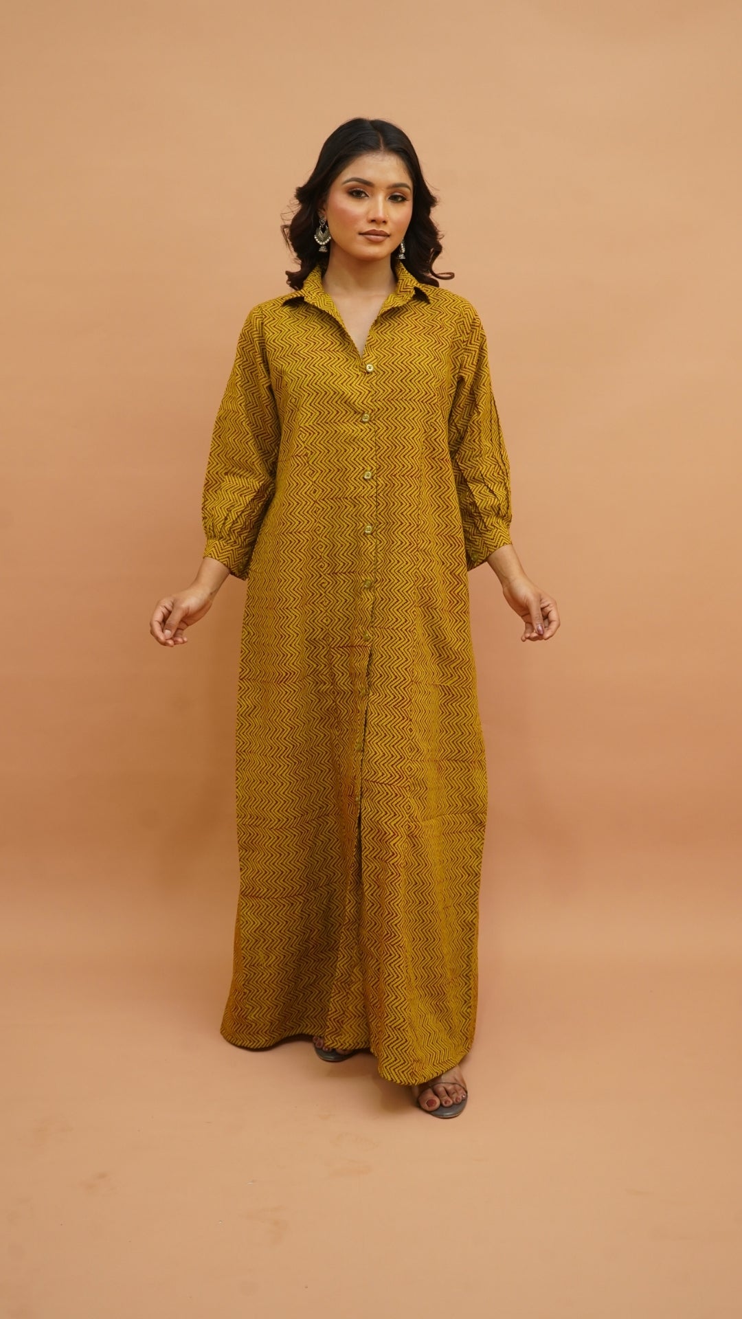 GREEN MEROON BAGH PRINT DRESS