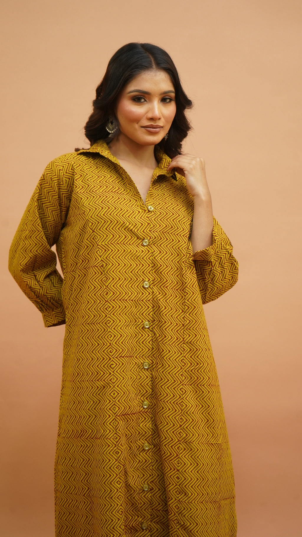 GREEN MEROON BAGH PRINT DRESS