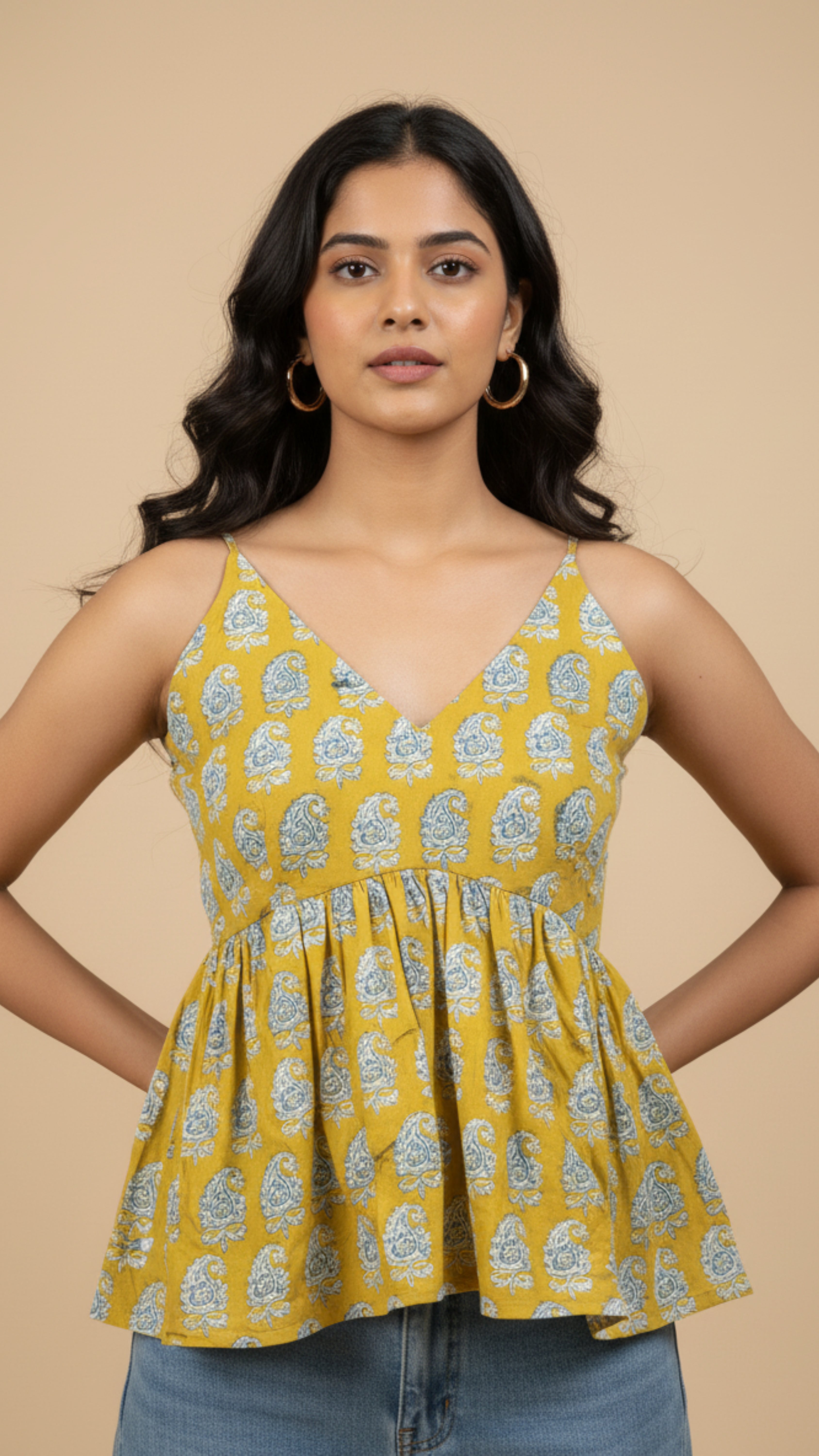 MUSTARD YELLOW BAGH PRINT BRALETTES