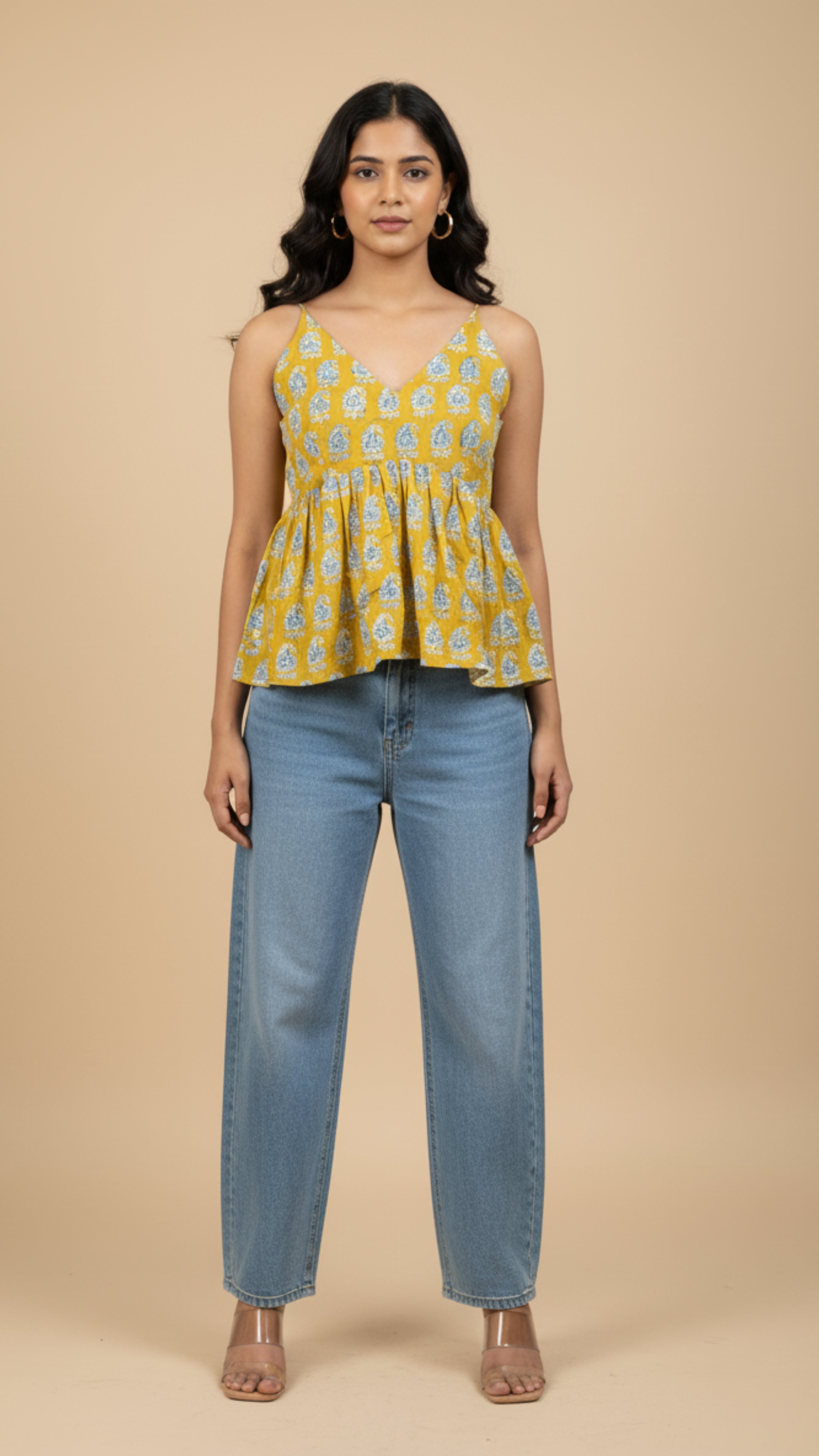 MUSTARD YELLOW BAGH PRINT BRALETTES