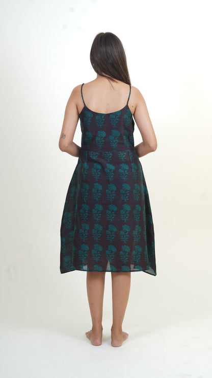 BLACK GREEN BAGH PRINT DRESS