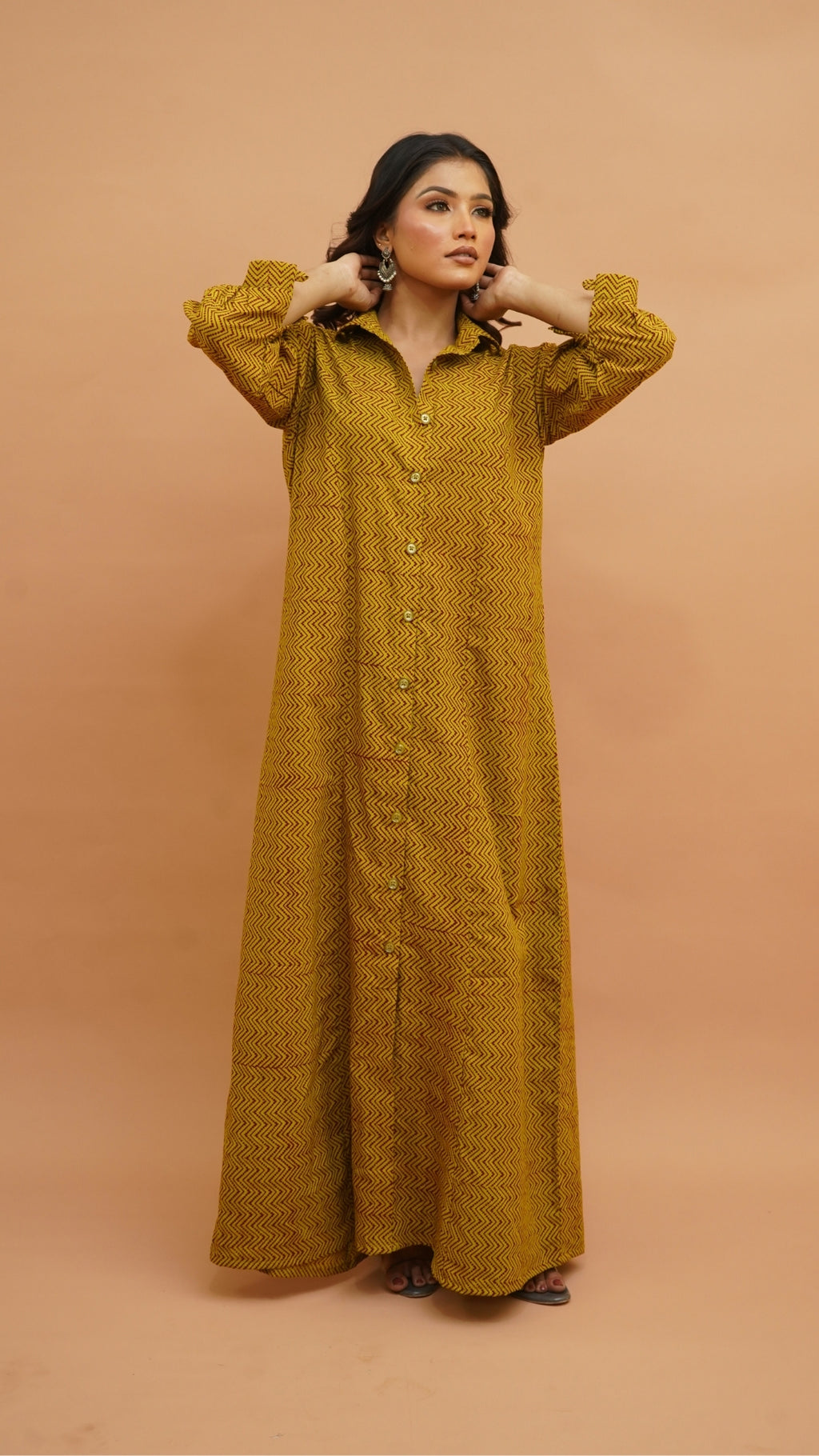 GREEN MEROON BAGH PRINT DRESS