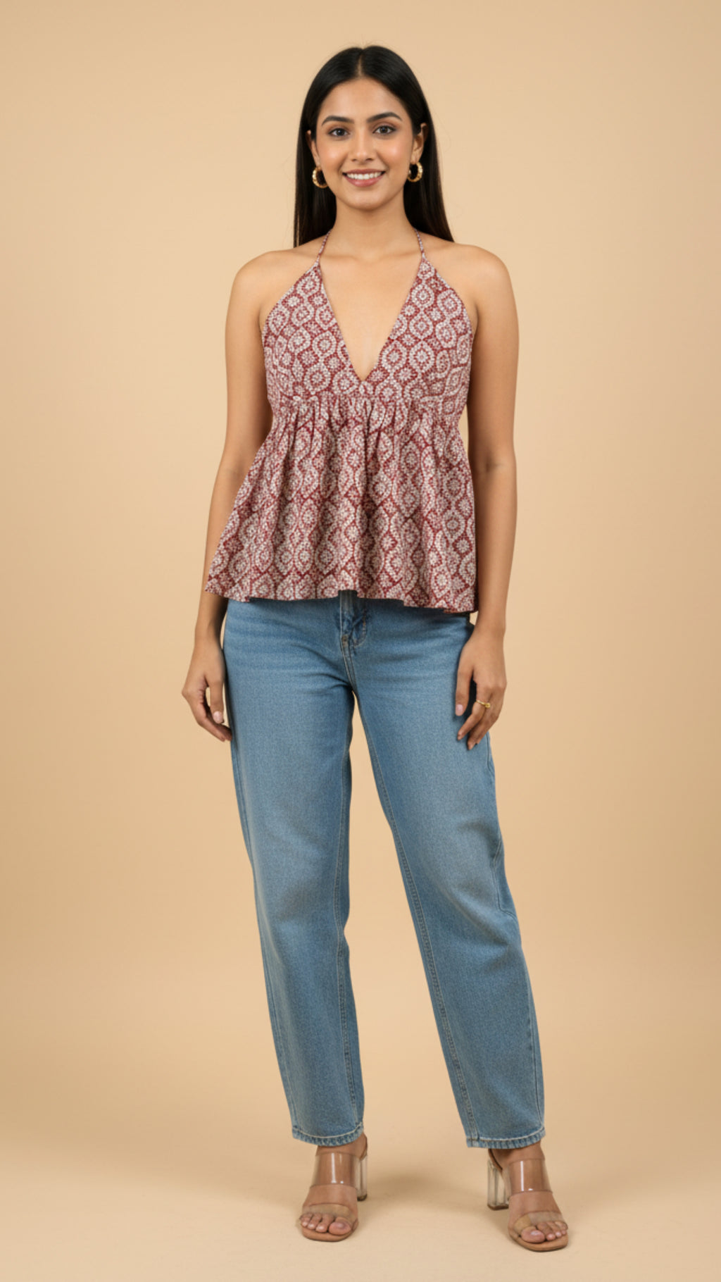 RED-WHITE BAGH PRINT BRALETTES