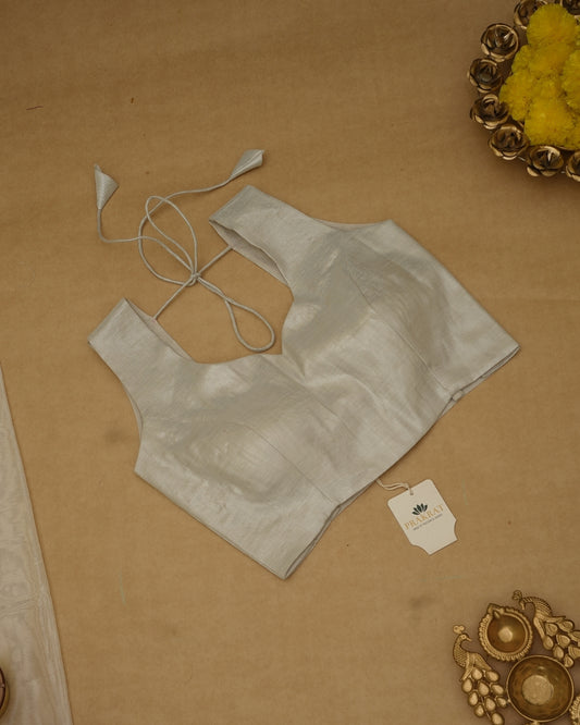 SILVER ZARI BLOUSE (SWEETHEART NECK)