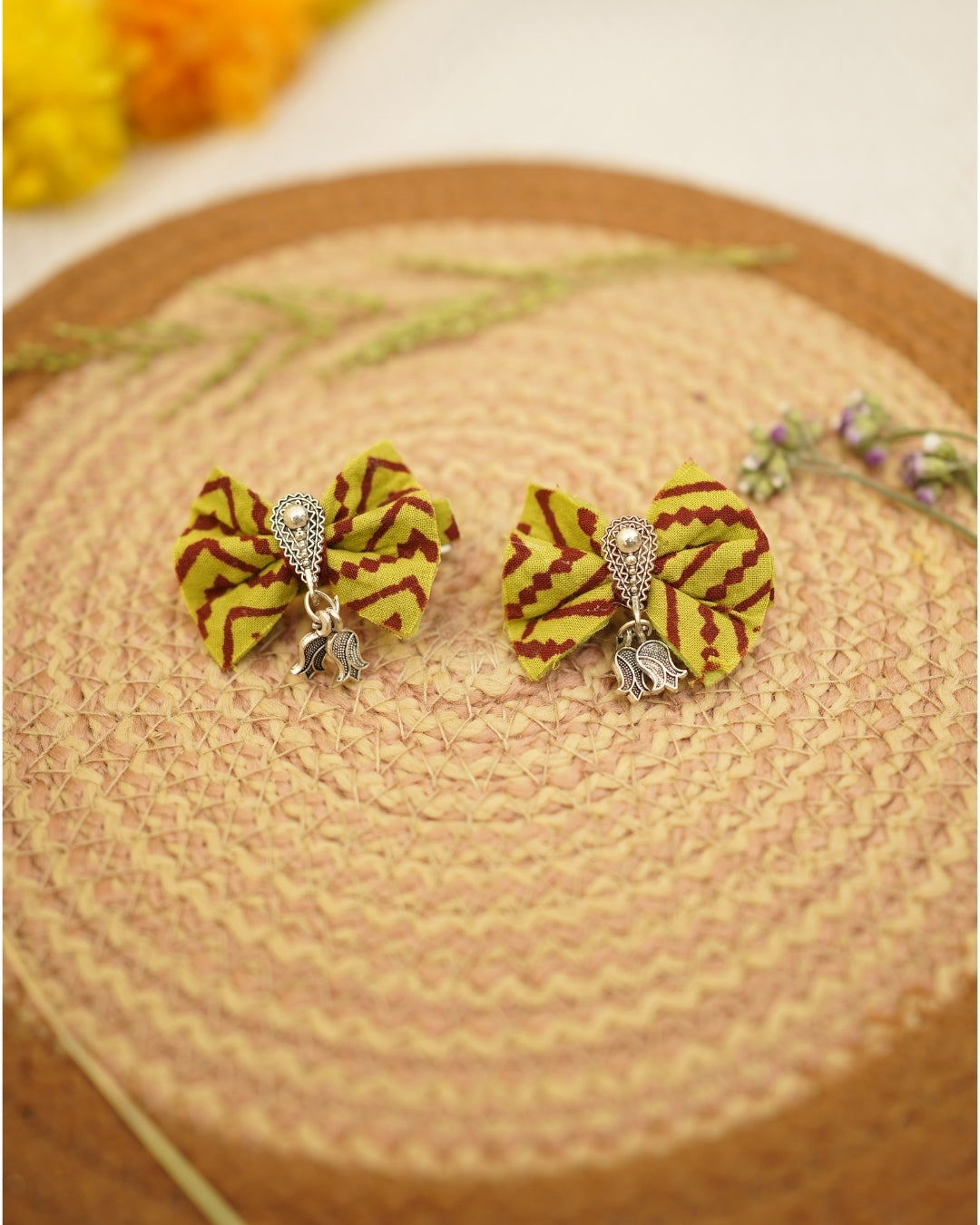 MAROON GREEN  BAGH PRINT BOWCLIP