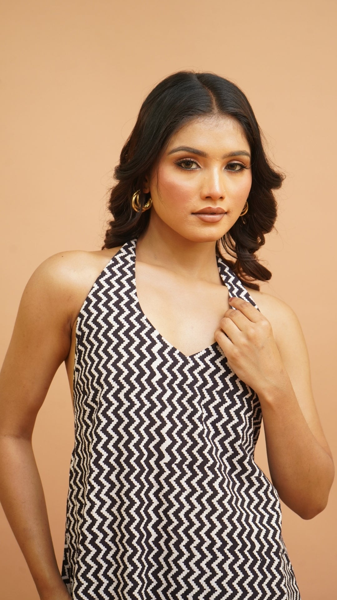 BLACK WHITE BAGH PRINT DRESS