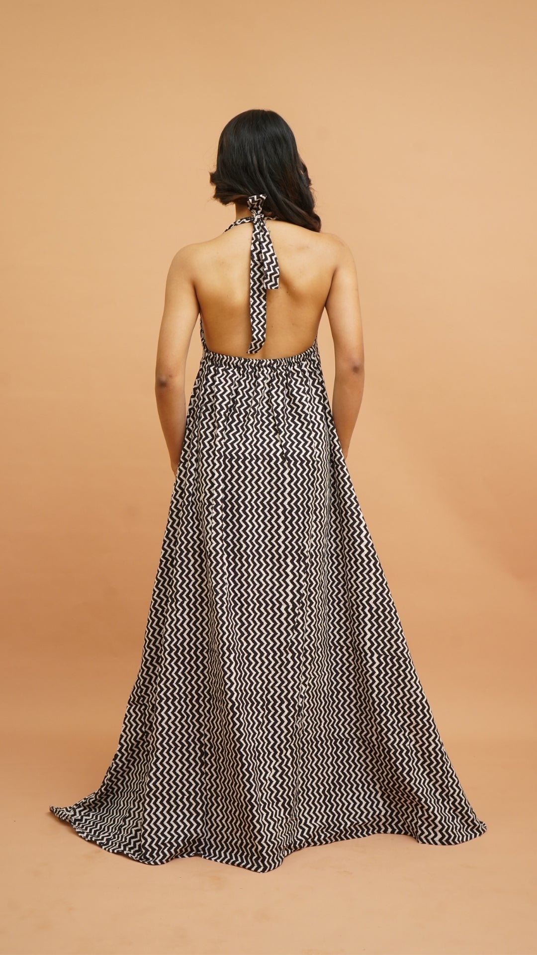 BLACK WHITE BAGH PRINT DRESS