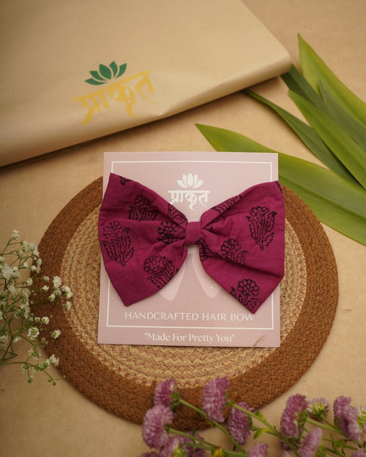 PINK BLACK BAGH PRINT BOWCLIP