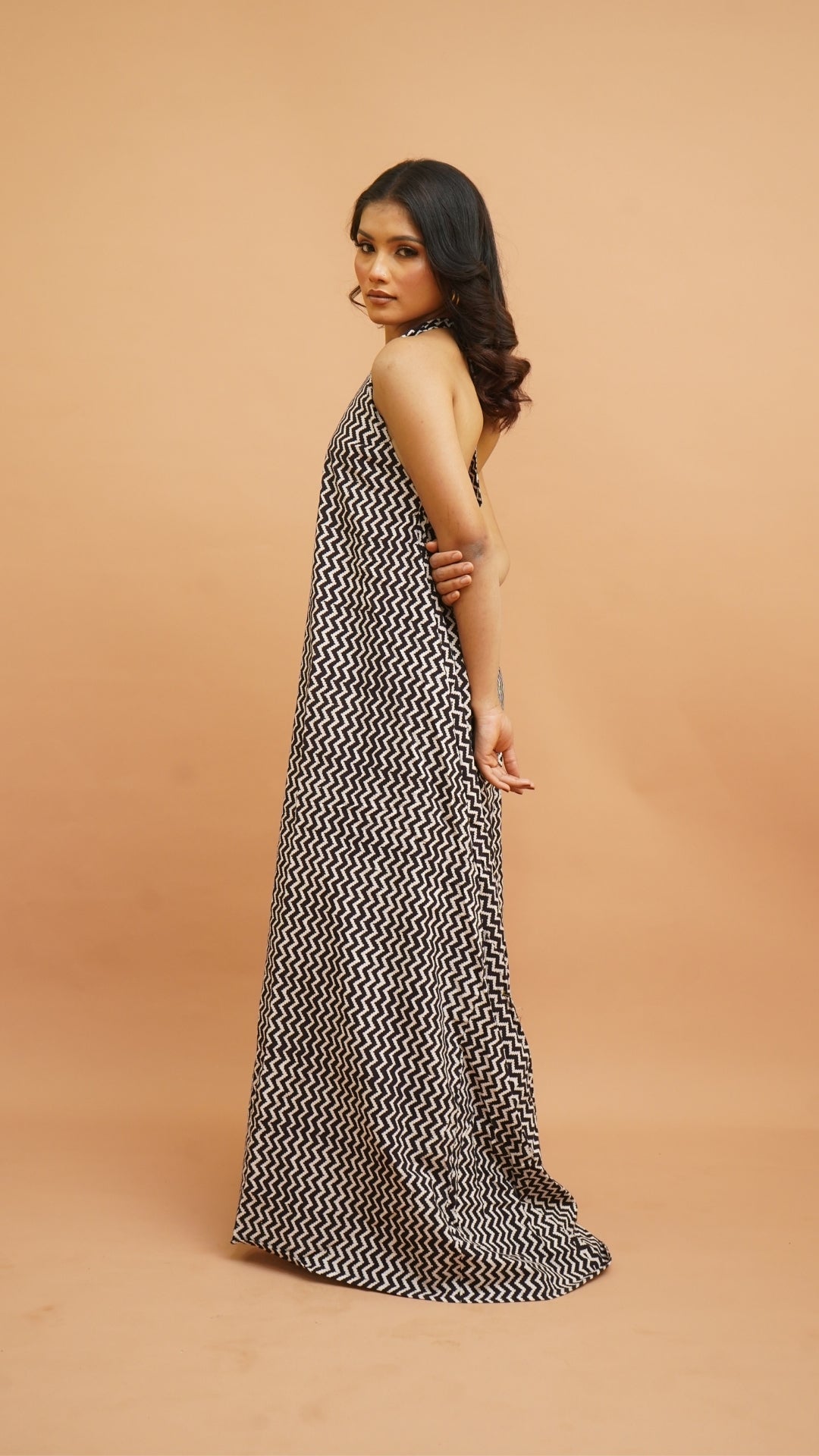 BLACK WHITE BAGH PRINT DRESS