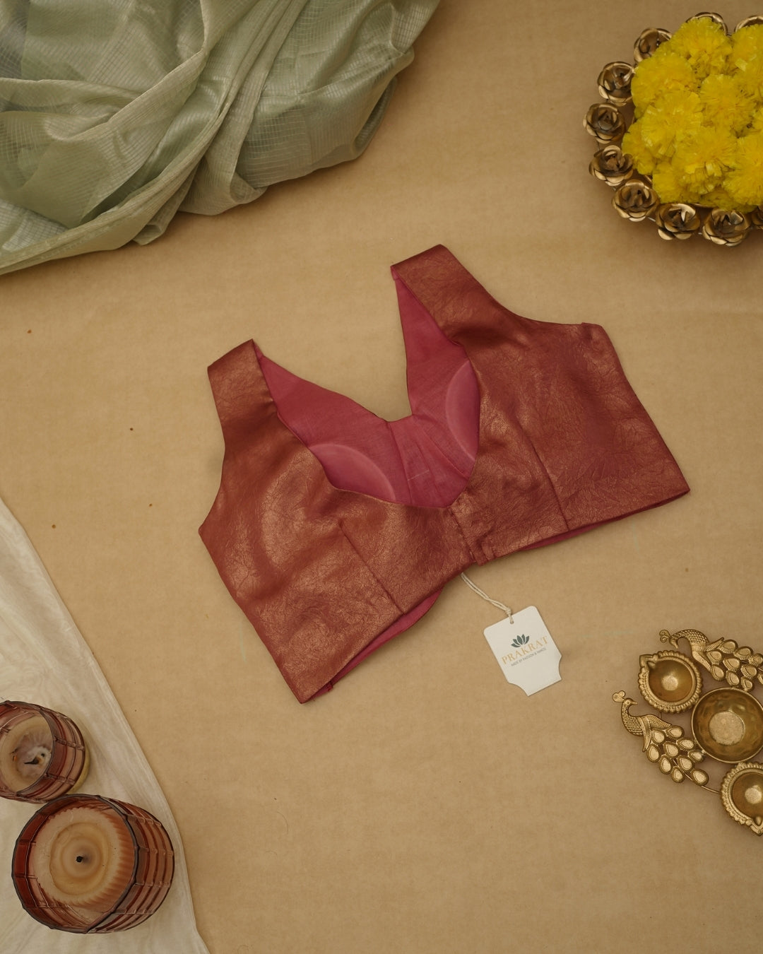 MAROON PINK SILK BLOUSE