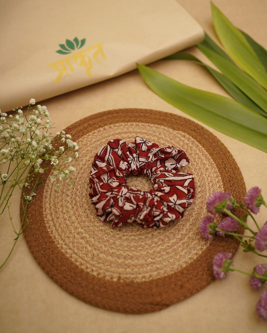 MAROON BELL BAGH PRINT SCRUNCHIES