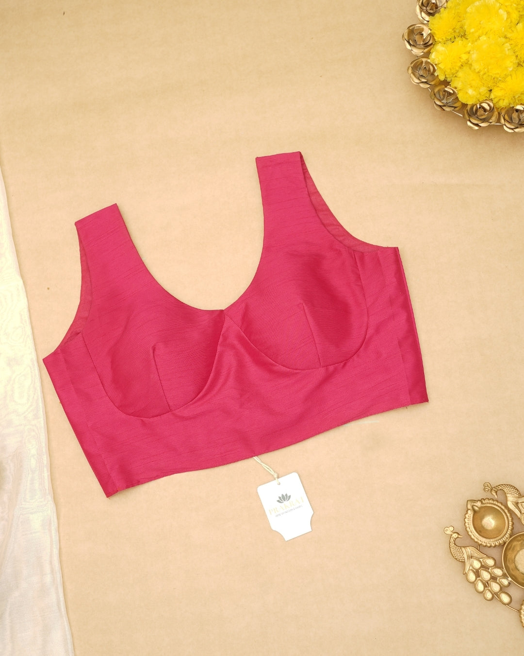 PINK ROUND NECK BLOUSE (SLEEVLESS)