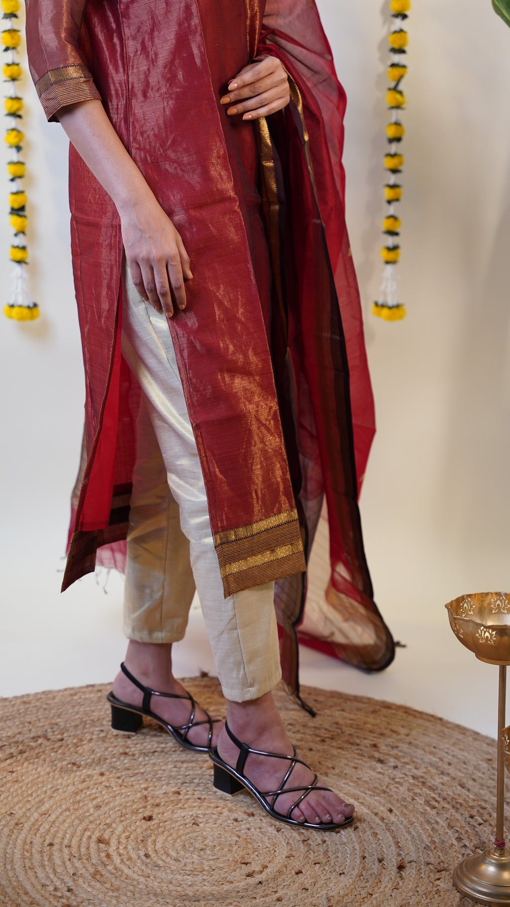 RED TISSUE  MAHESHWARI  MAHESHWARI SUIT DUPATTA