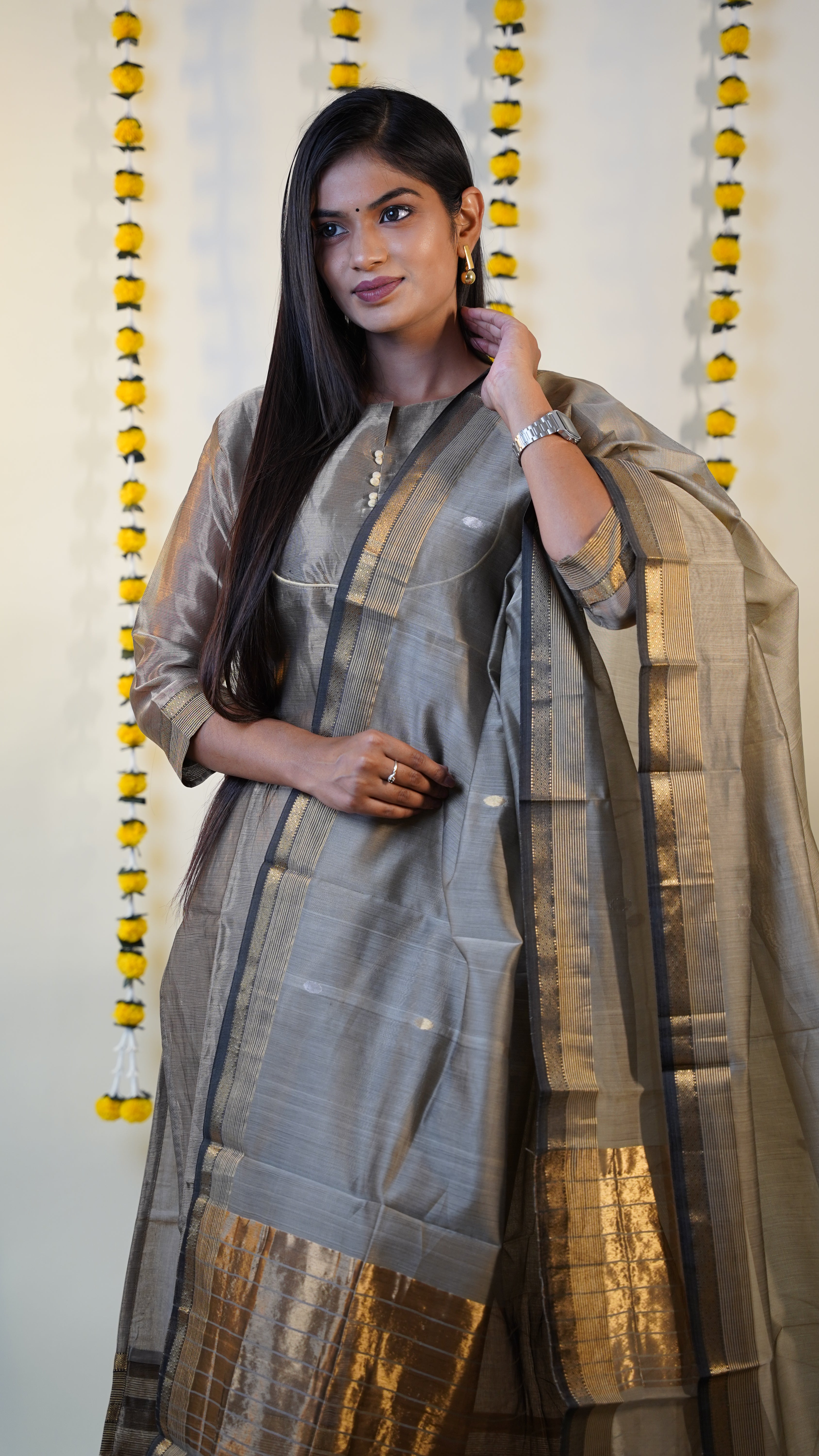 SILVER TISSUE  MAHESHWARI  MAHESHWARI SUIT DUPATTA