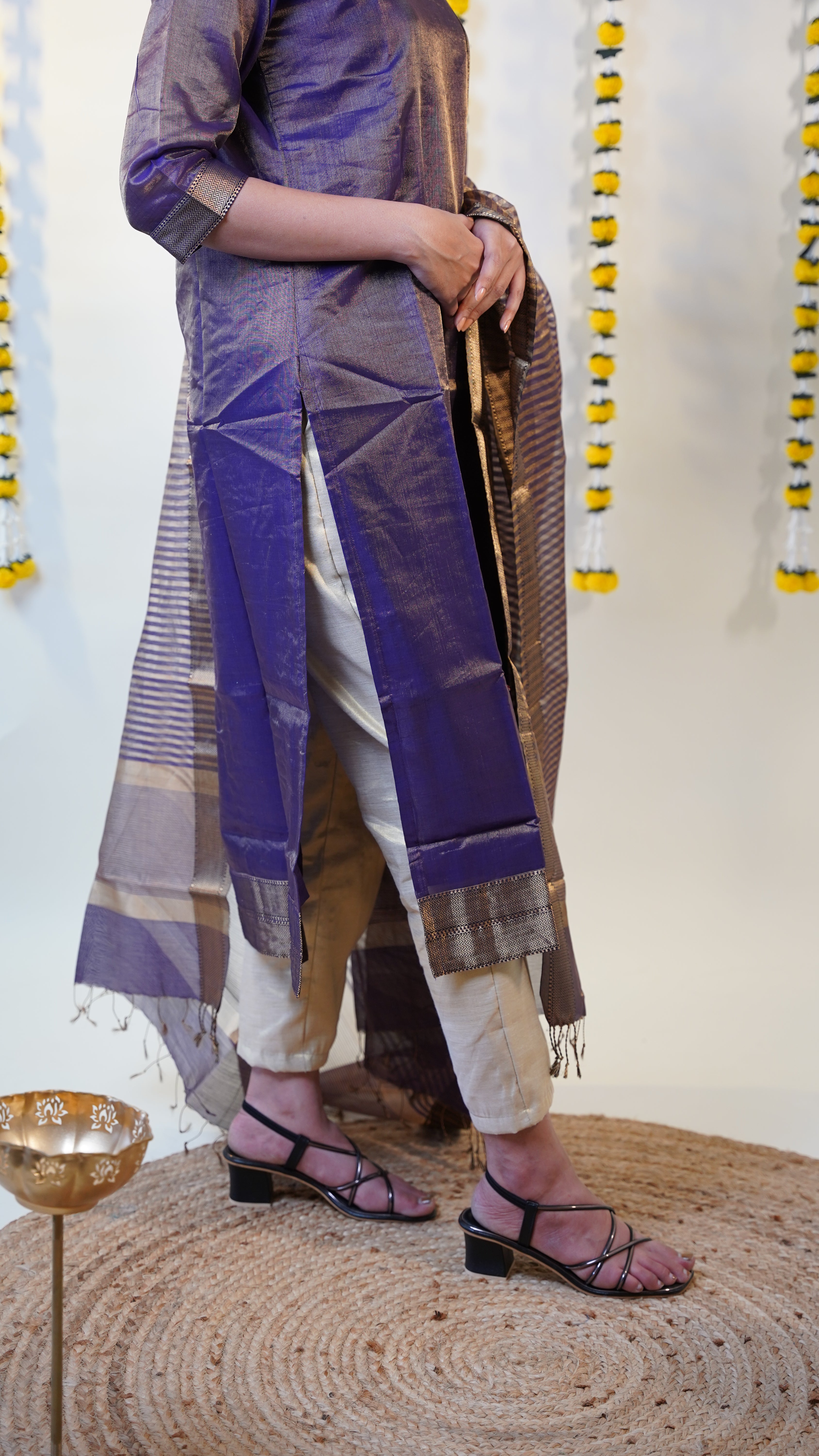 PURPLE TISSUE MAHESHWARI  MAHESHWARI SUIT DUPATTA