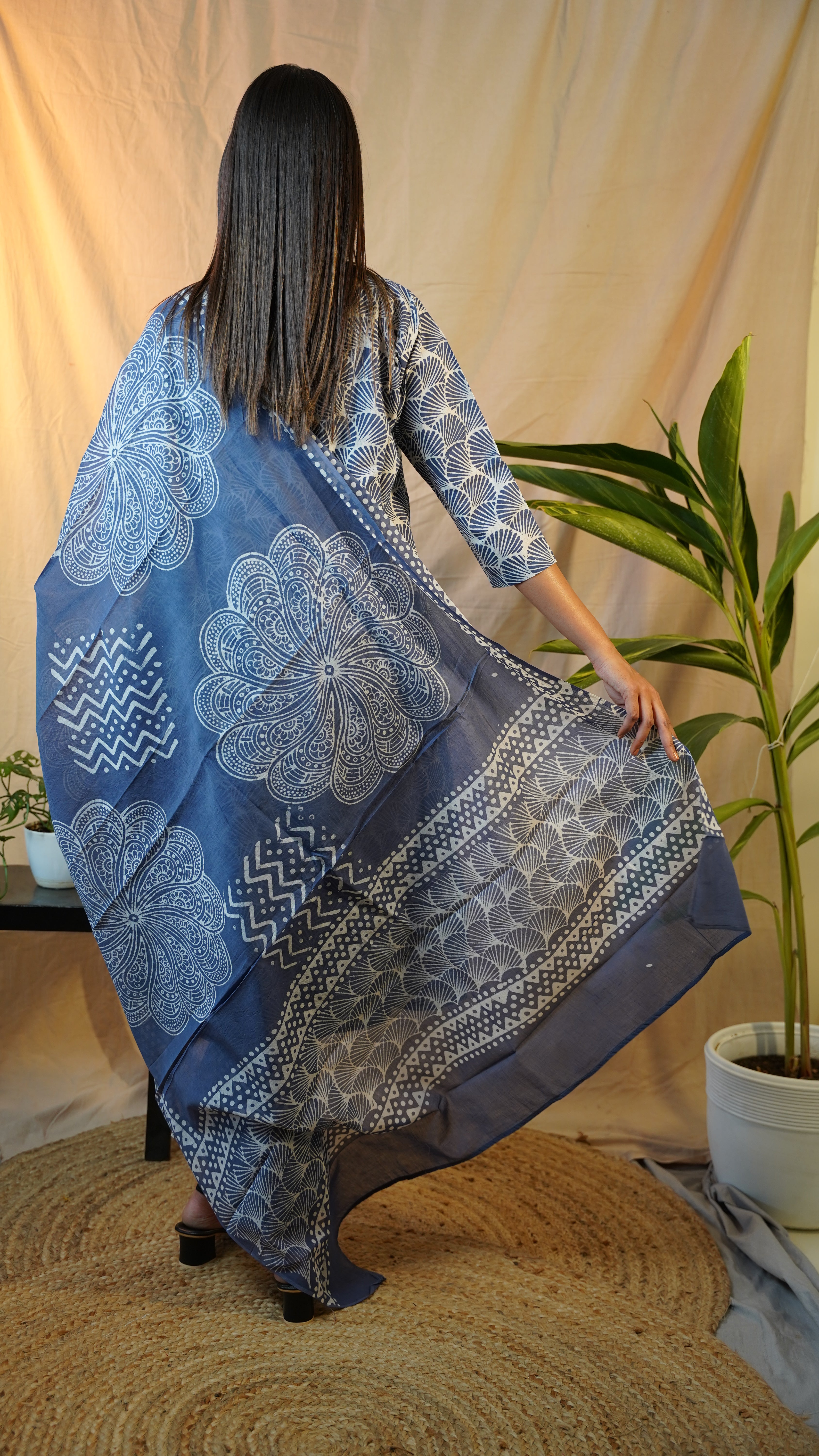 GREY BATIK PRINT SUIT SET