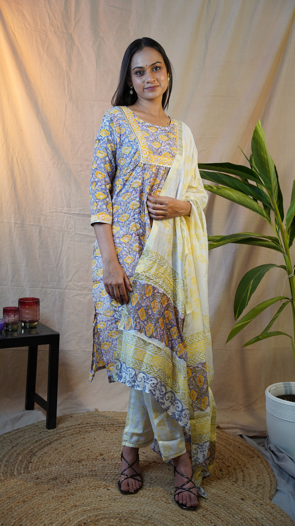 LIGHT PURPLE BLOCK PRINT SUIT SET