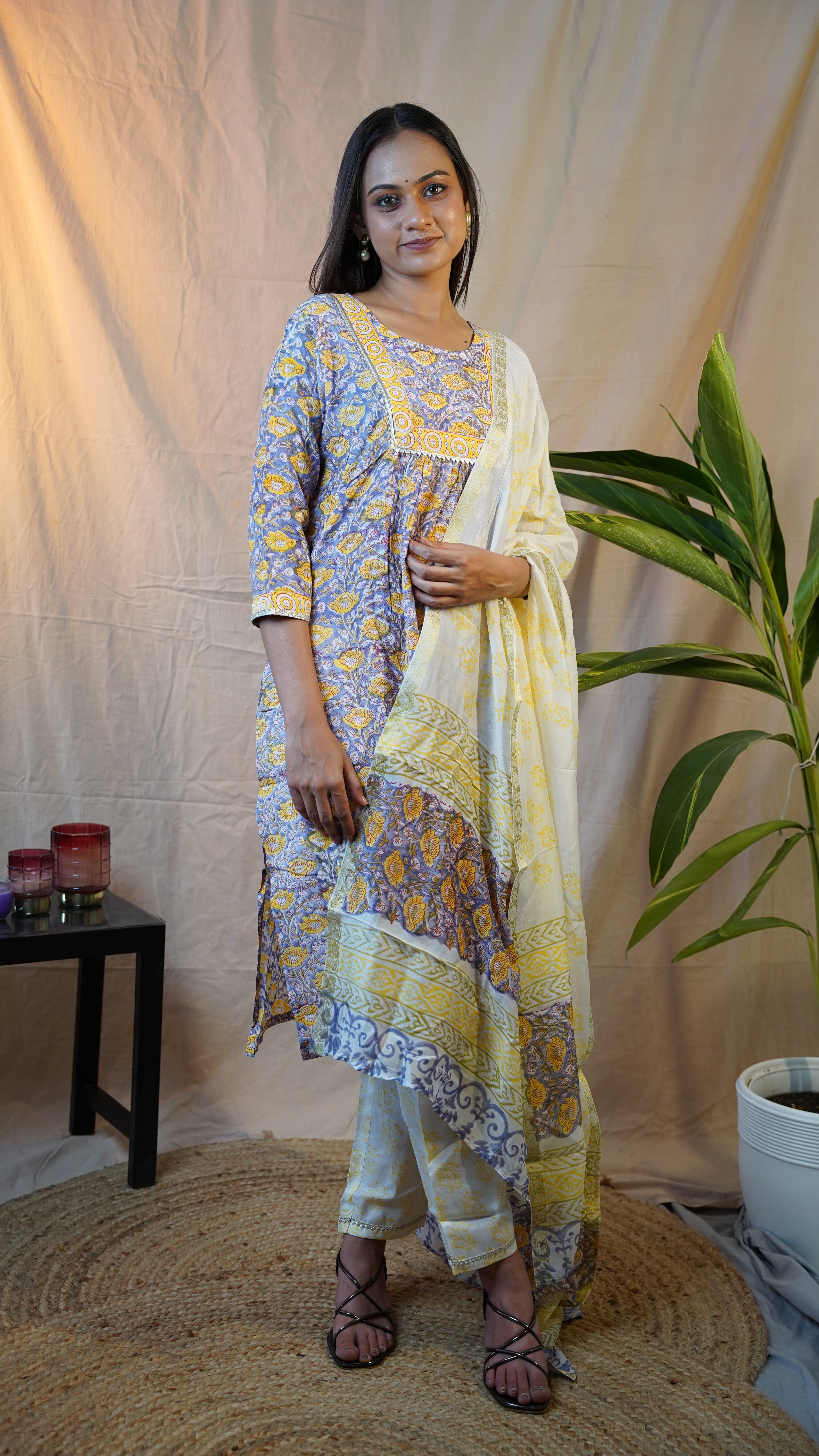 LIGHT PURPLE BLOCK PRINT SUIT SET