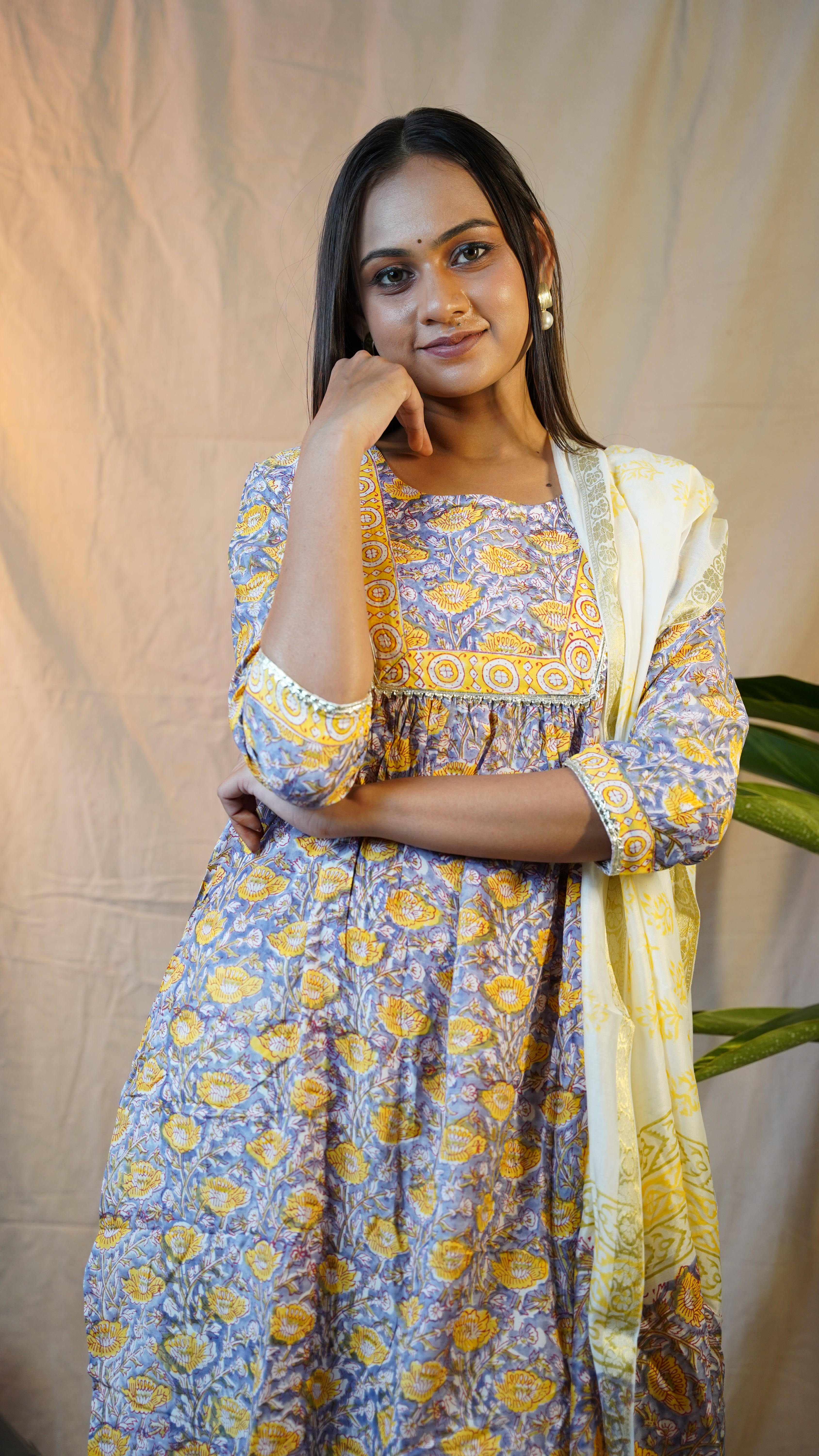 LIGHT PURPLE BLOCK PRINT SUIT SET