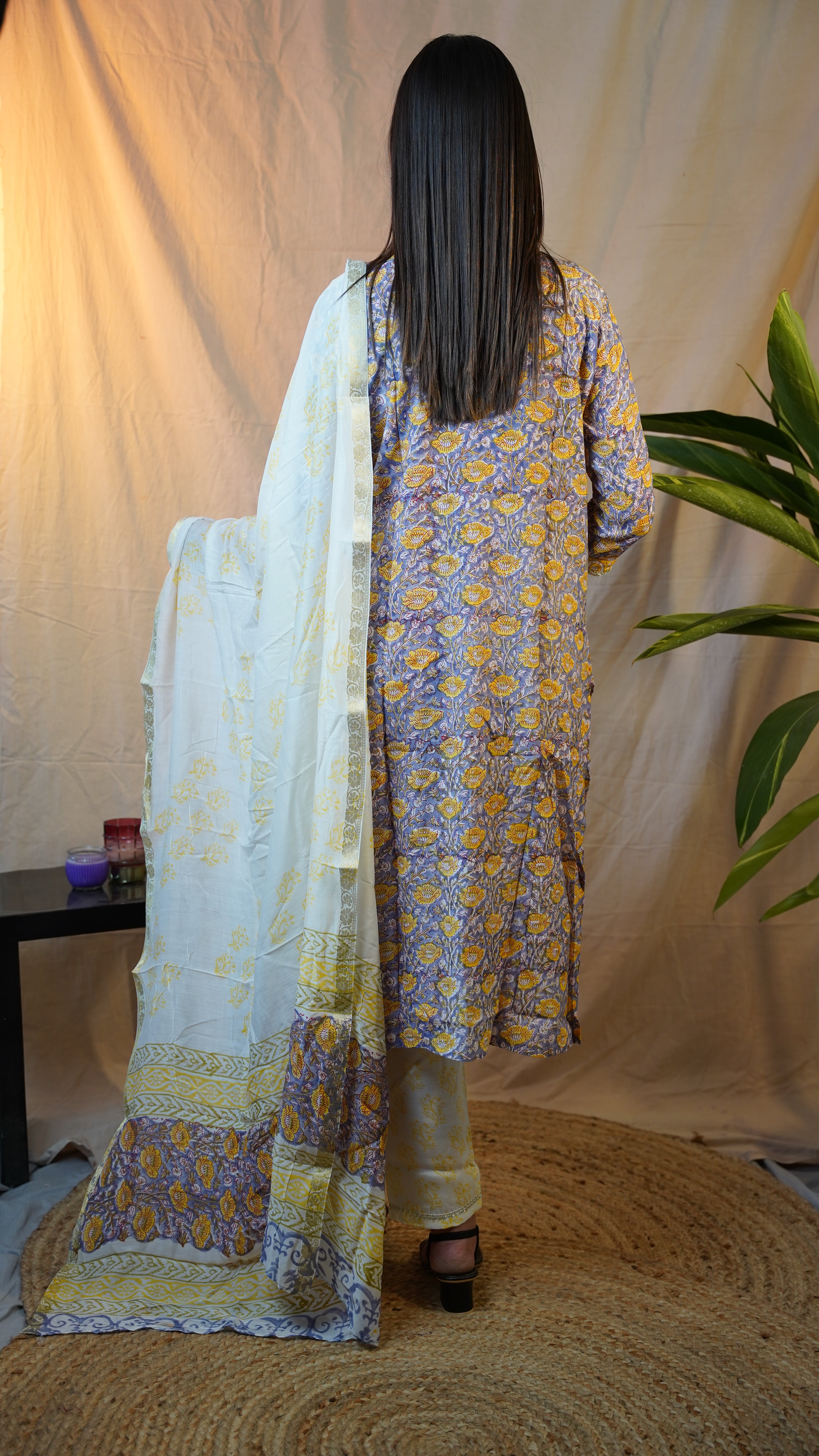 LIGHT PURPLE BLOCK PRINT SUIT SET