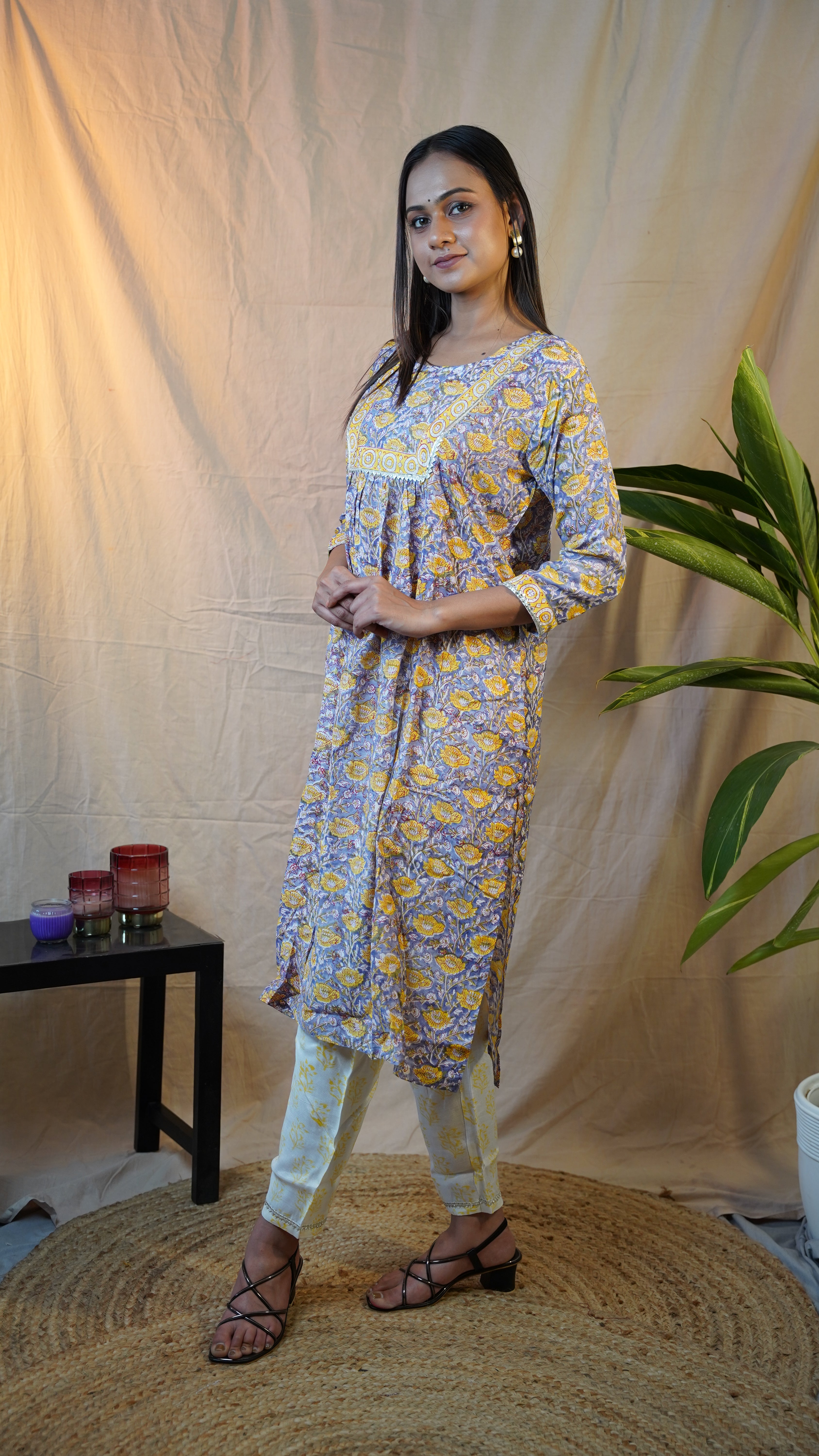 LIGHT PURPLE BLOCK PRINT SUIT SET