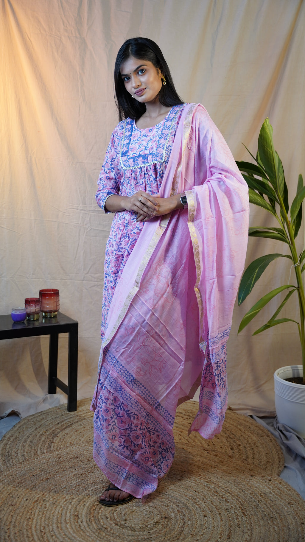 LEVENDER BLOCK PRINT SUIT SET