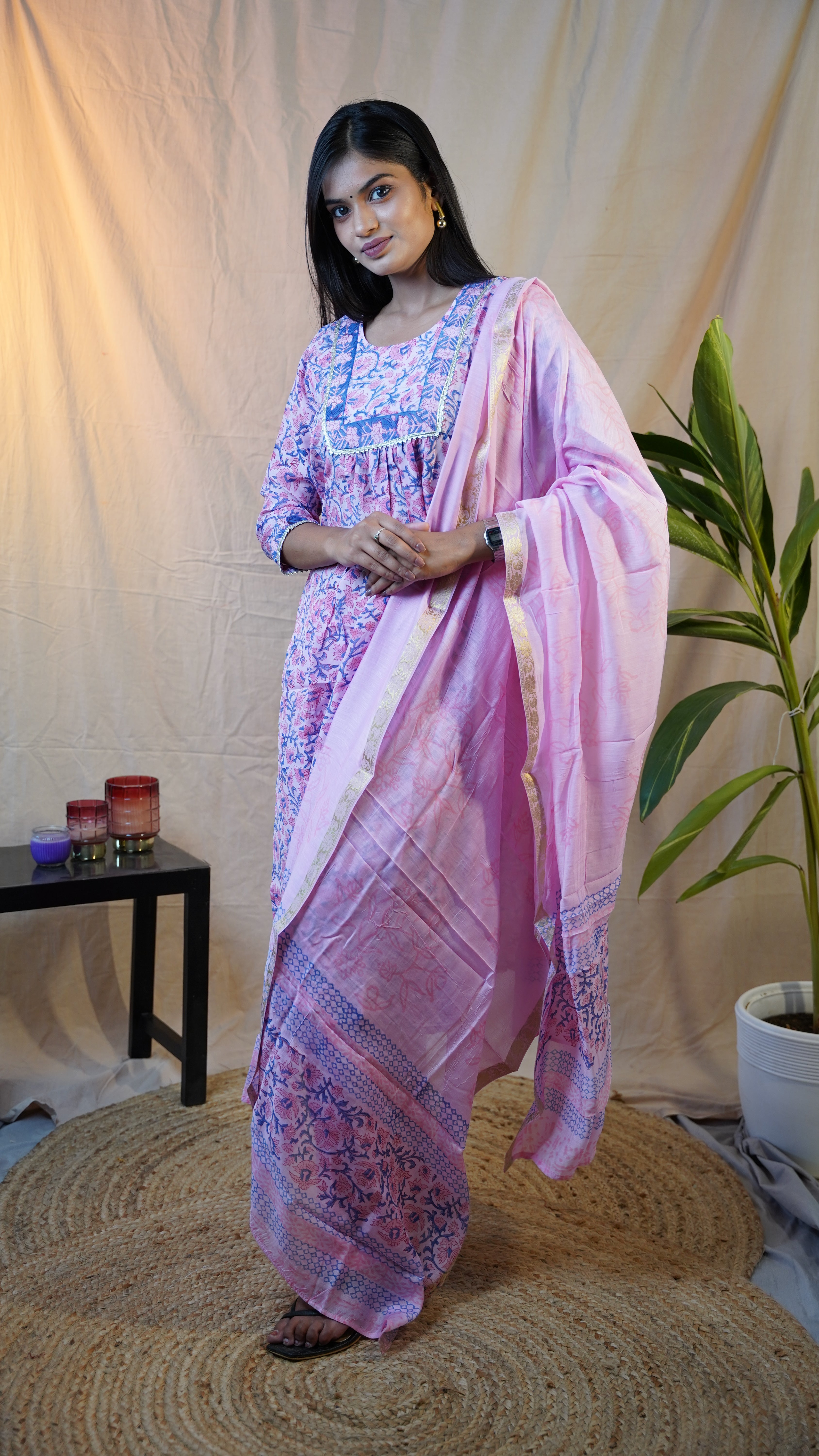 LEVENDER BLOCK PRINT SUIT SET