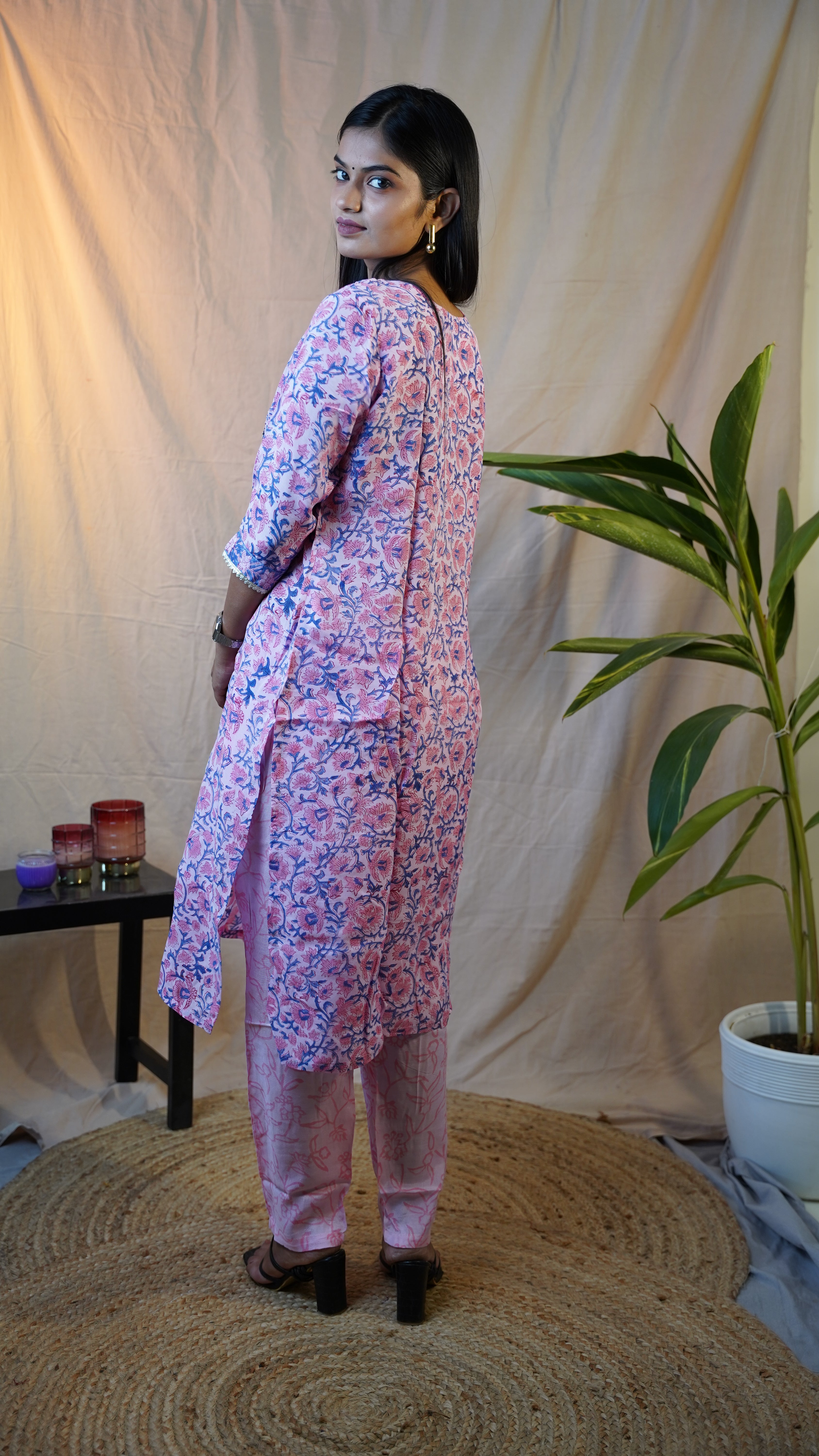 LEVENDER BLOCK PRINT SUIT SET