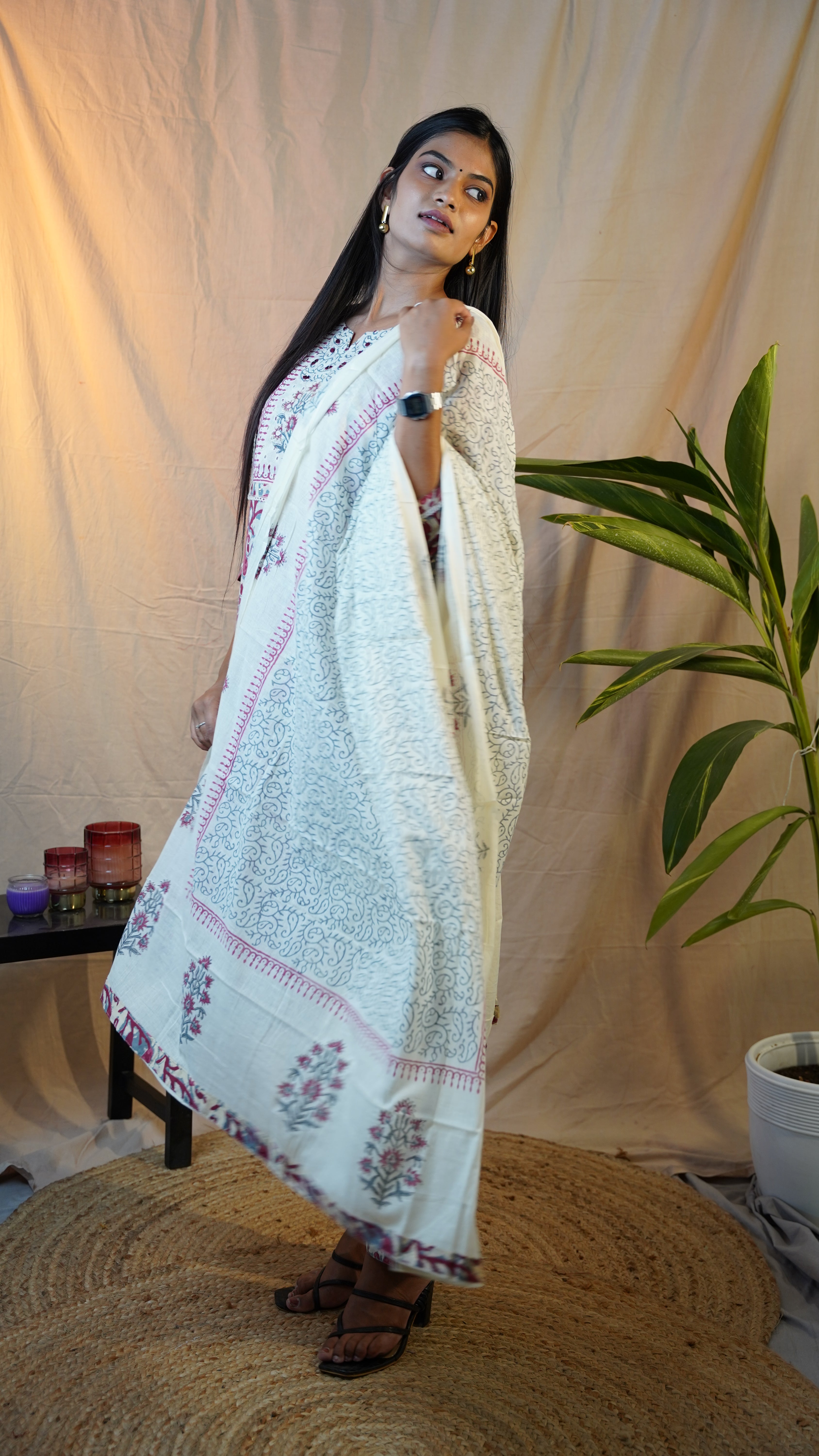 RED KALAMKARI BLOCK PRINT SUIT SET