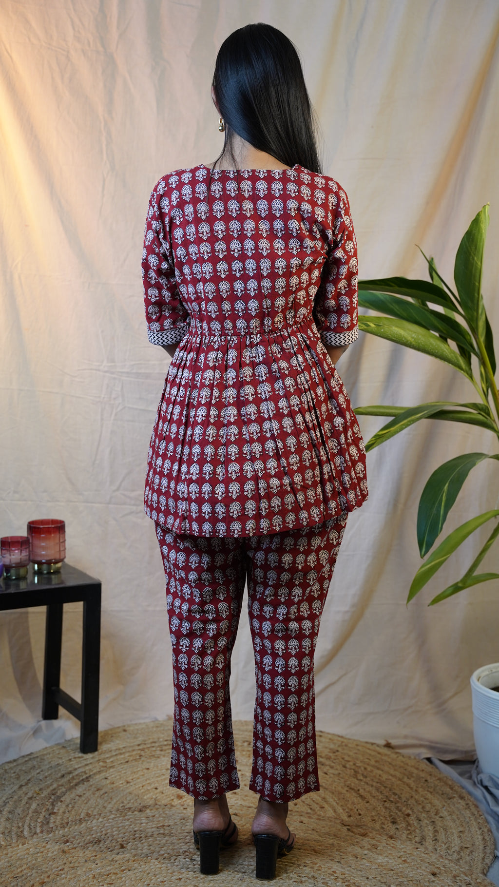 RED WHITE BAGH PRINT CO-ORD SET