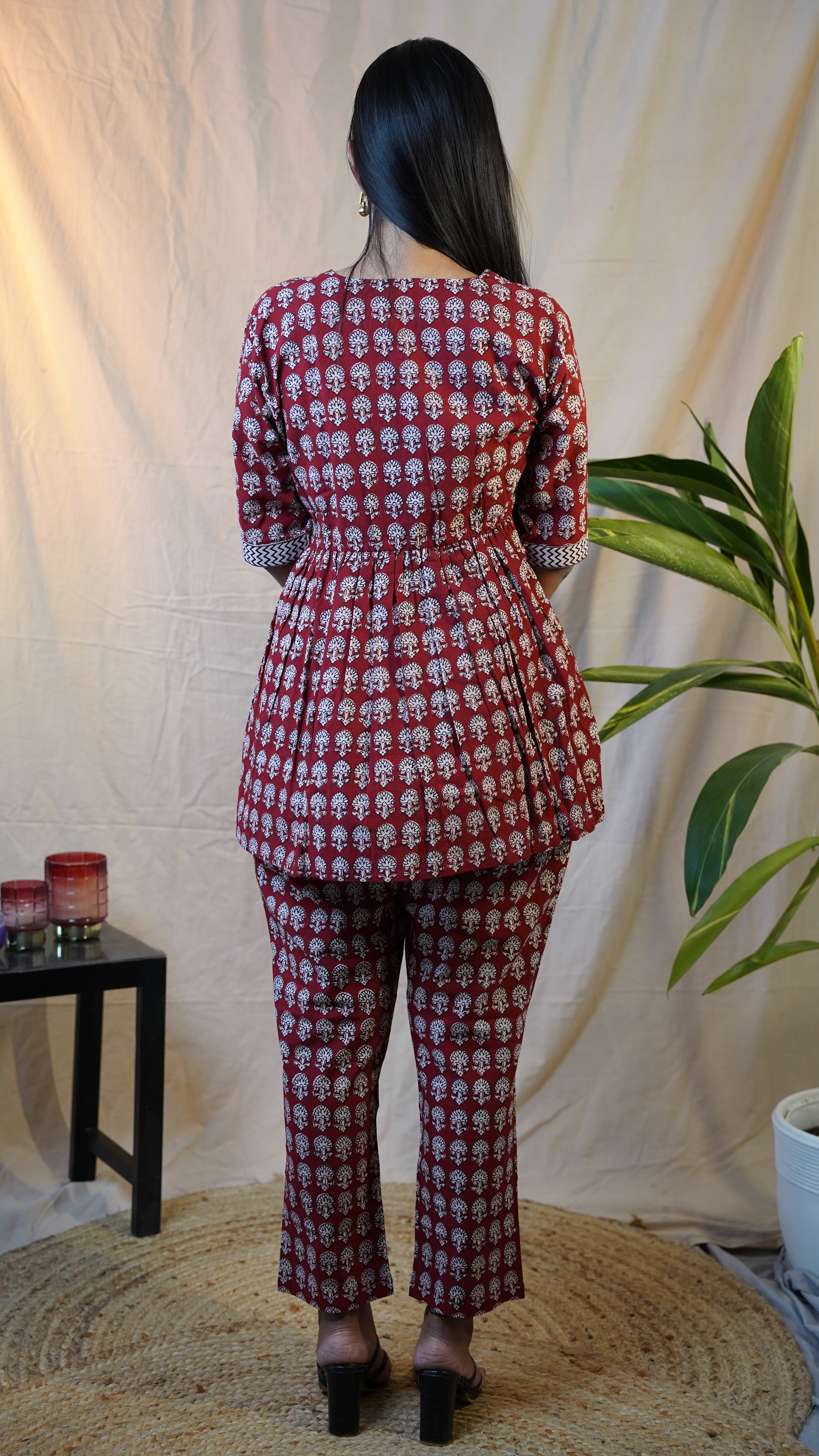 RED WHITE BAGH PRINT CO-ORD SET