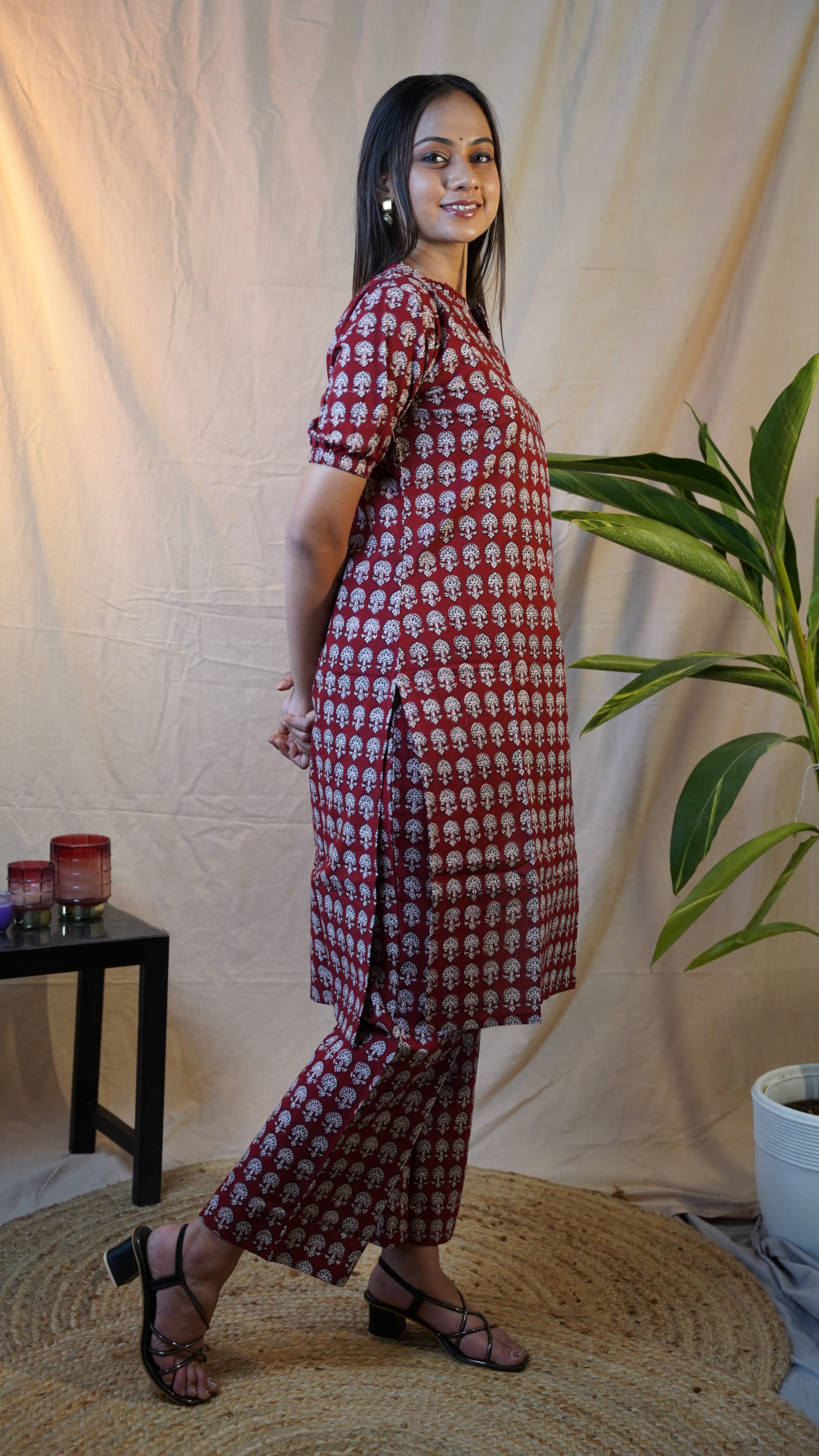 RED WHITE BAGH PRINT CO-ORD SET