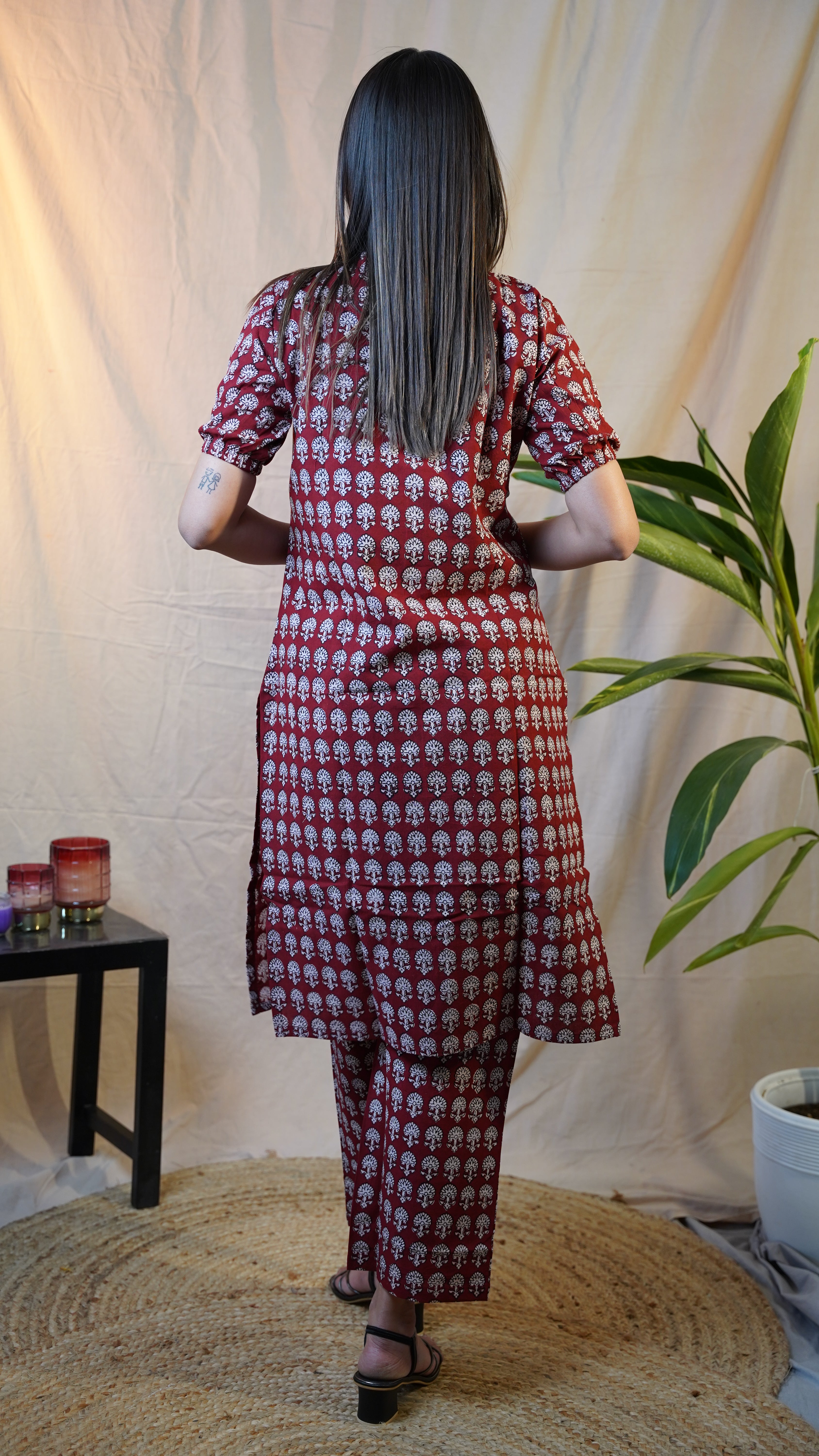 RED WHITE BAGH PRINT CO-ORD SET
