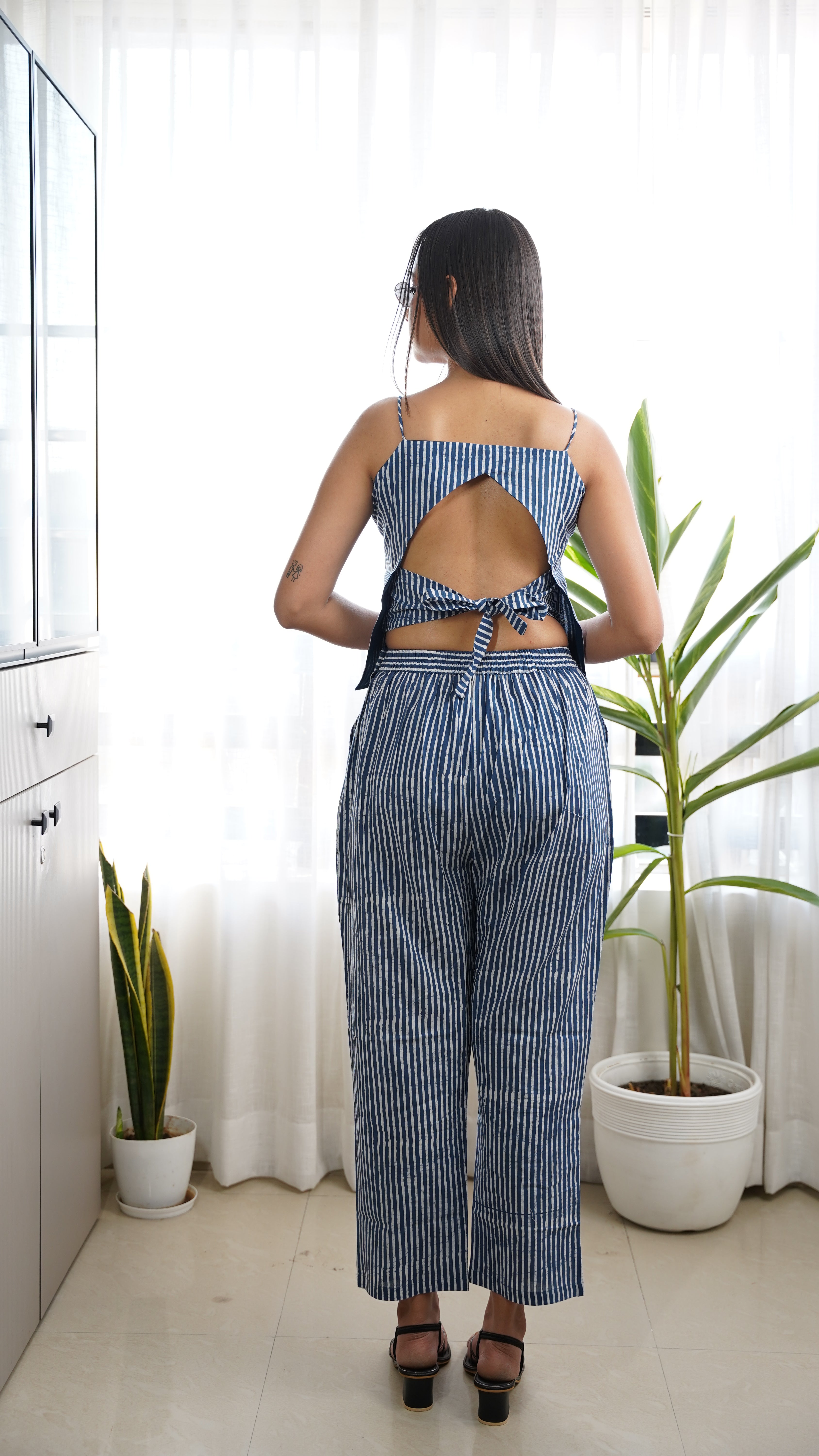 INDIGO STRIP BATIK PRINT CO-ORD SET