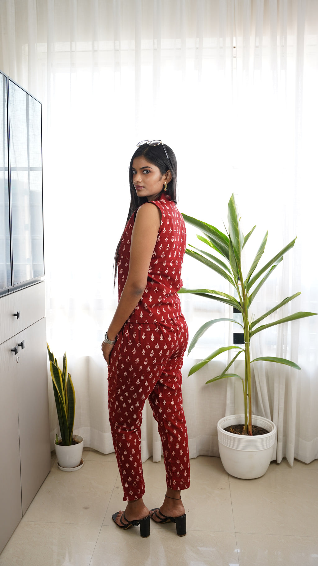 RED WHITE BUTTI BAGH PRINT CO-ORD SET