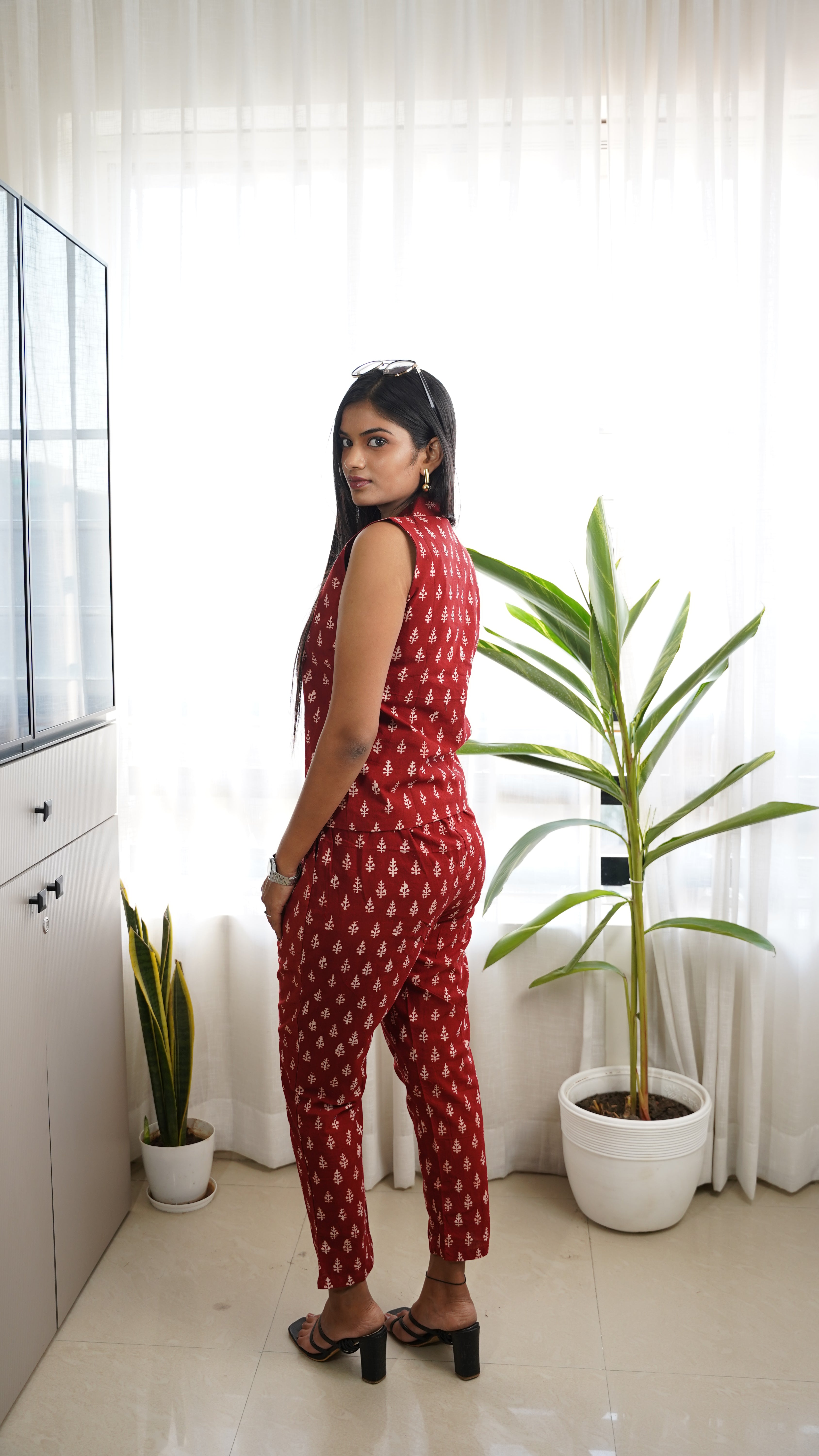 RED WHITE BUTTI BAGH PRINT CO-ORD SET