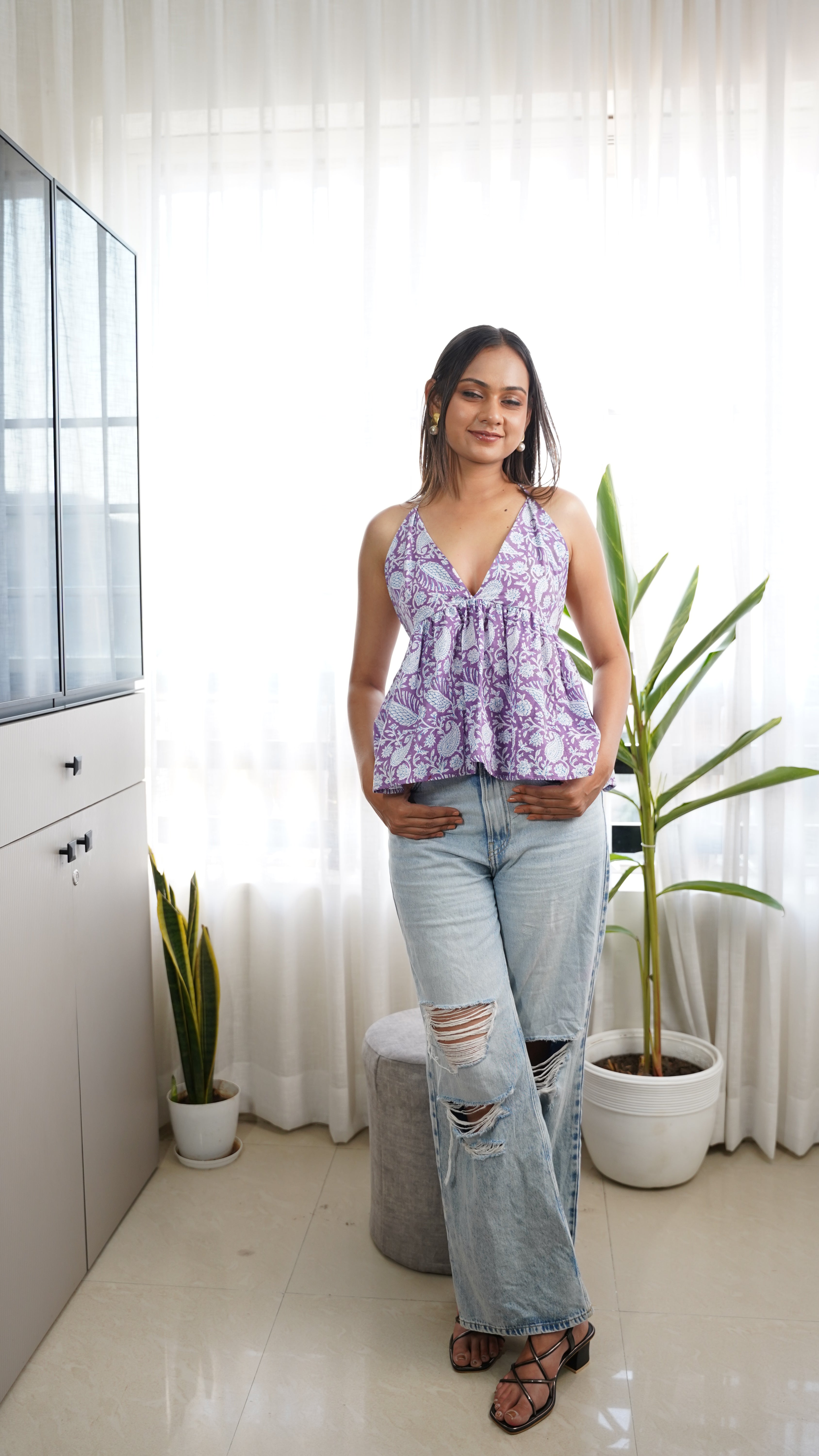 LAVENDER WHITE BAGH PRINT BRALETTES