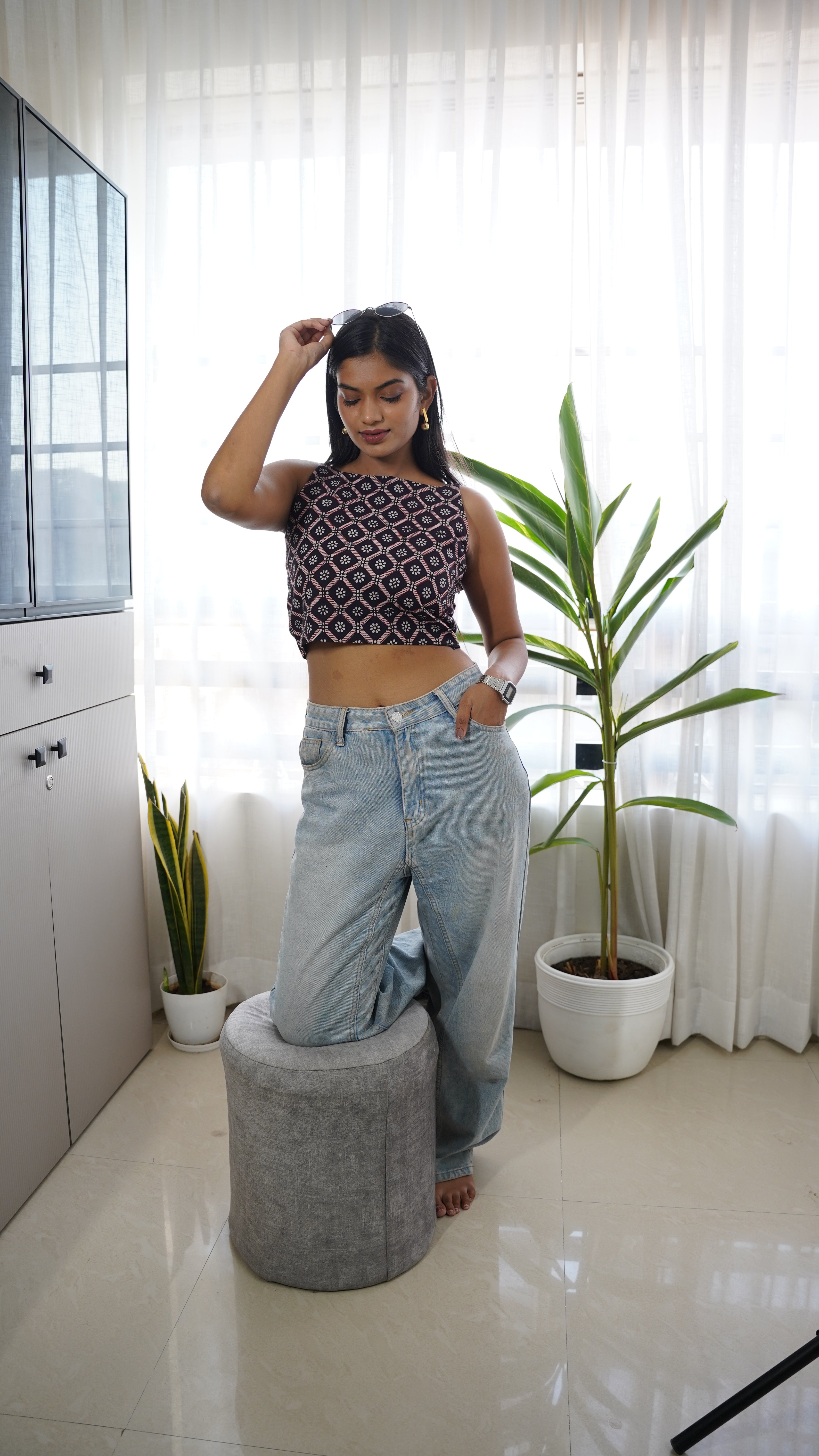 BLACK WHITE SQUANCE BAGH PRINT BRALETTS