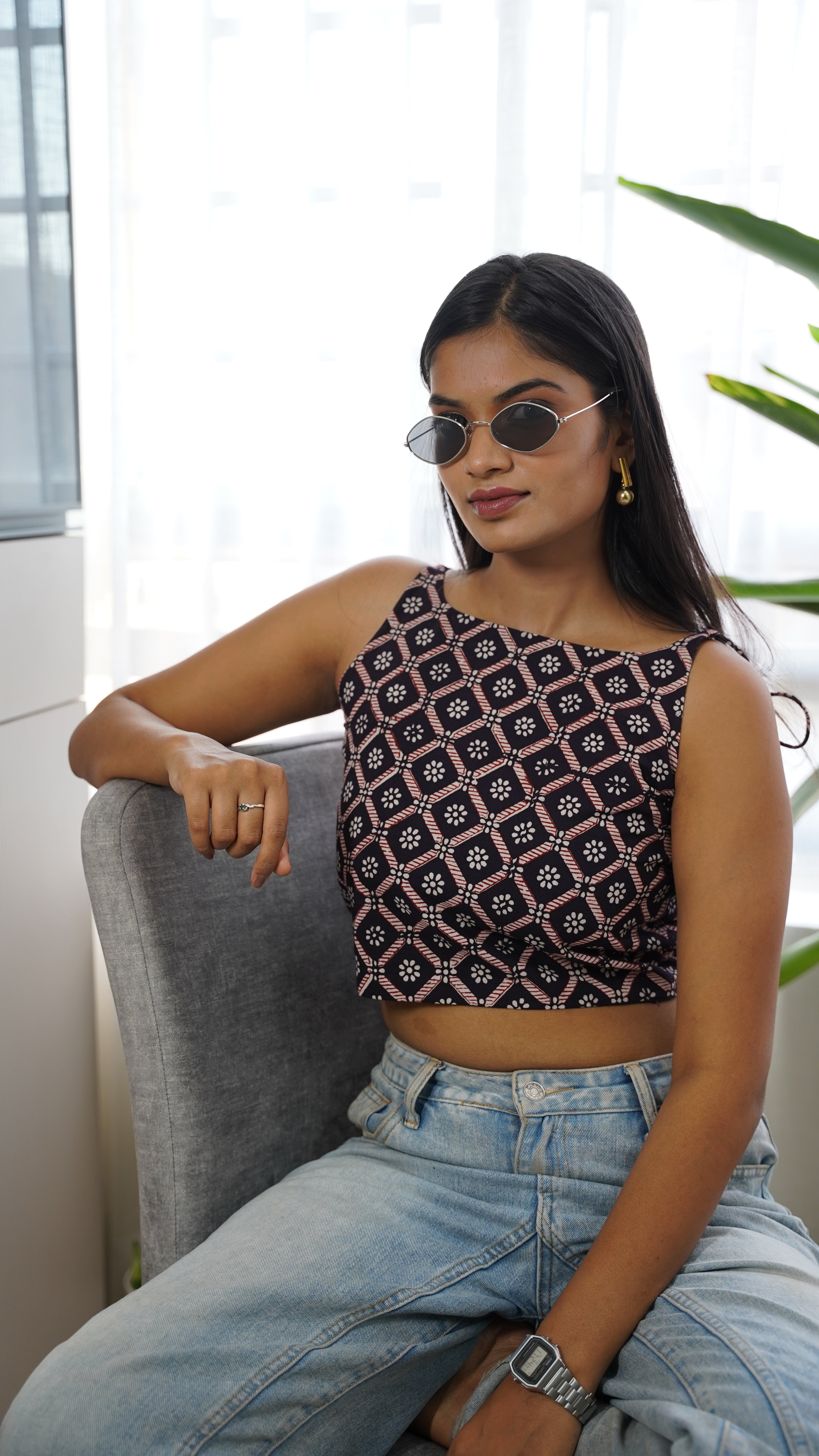 BLACK WHITE SQUANCE BAGH PRINT BRALETTS